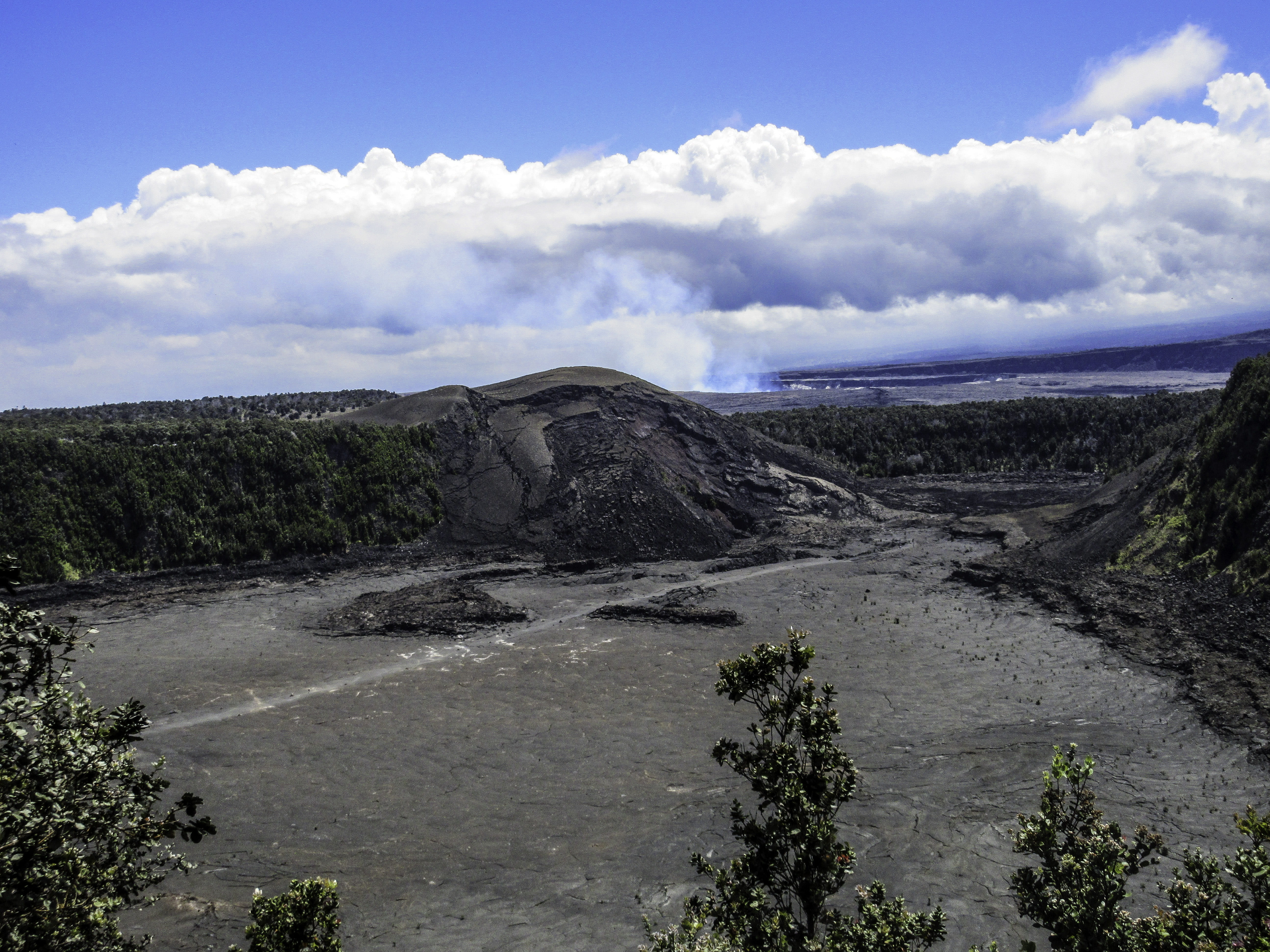 no people, kilauea iki vent, volcanoes, nature, mountain, road, national, plant, outdoors, non-urban scene, sky, tranquil scene, geology, scenics - nature, HD Wallpaper