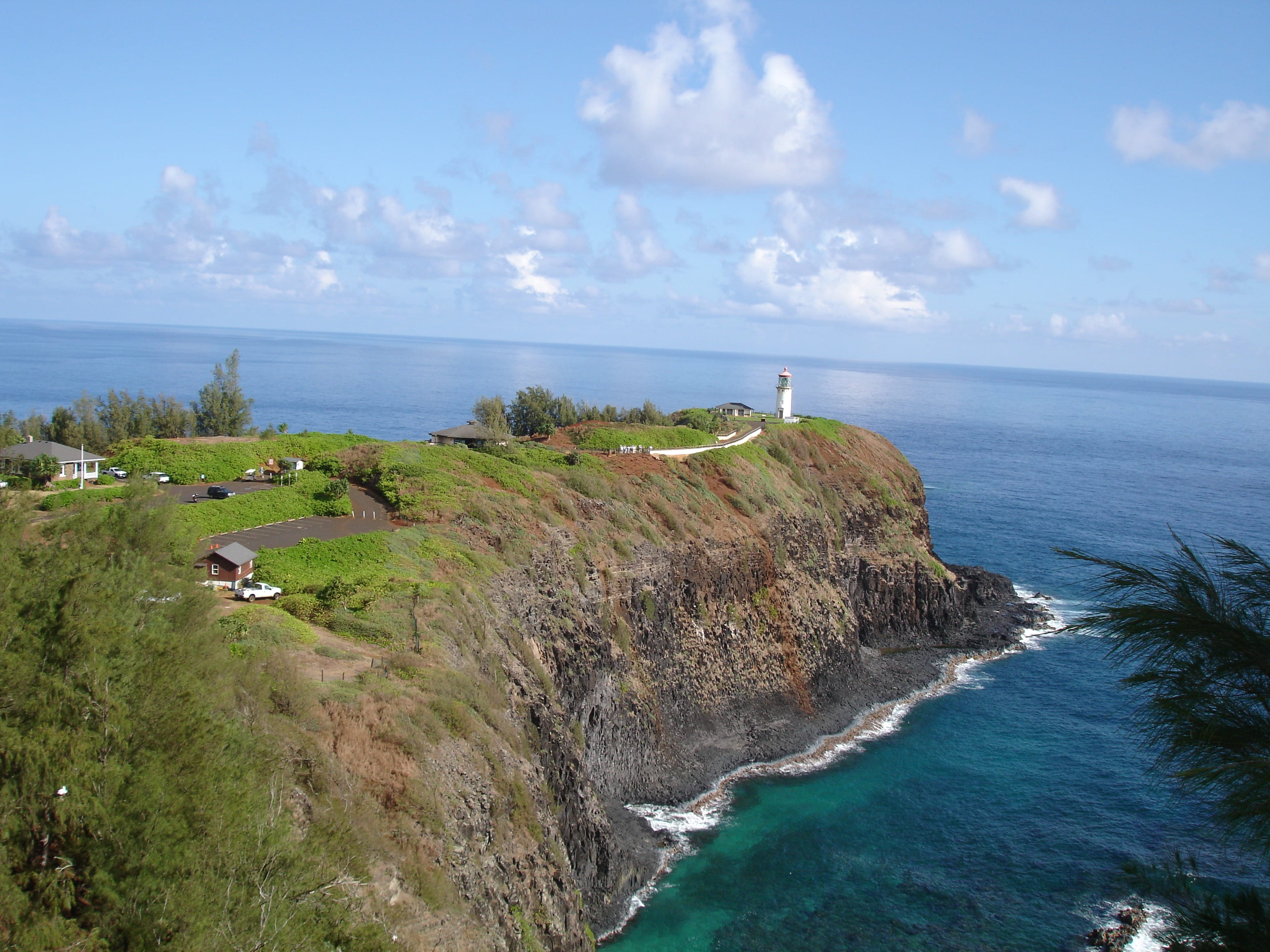 hawaii, tropical, tranquility, island, kilauea point, beside, plant, lighthouse, water, beach, body, outdoors, kauai, light house, landscape, horizon over water, HD Wallpaper