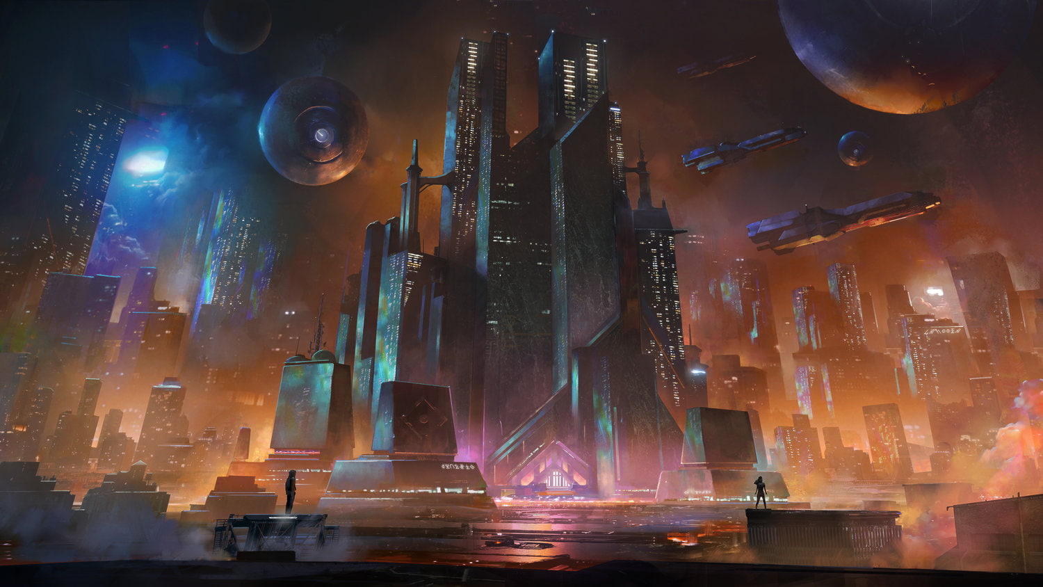 futuristic, Jordan Grimmer, magic, city, cityscape, 720P, HD Wallpaper