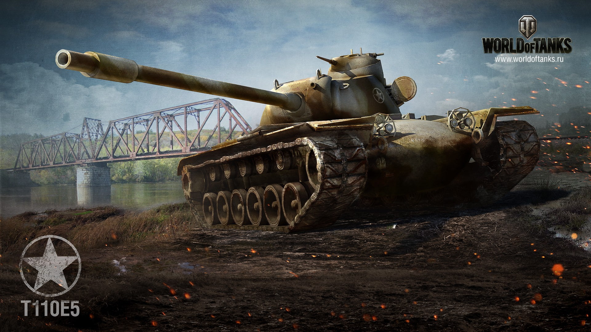 nature, video games, no people, World of Tanks, the past, outdoors, tank, day, water, armored tank, metal, fighting, 1080P, communication, T110E5, sky, HD Wallpaper