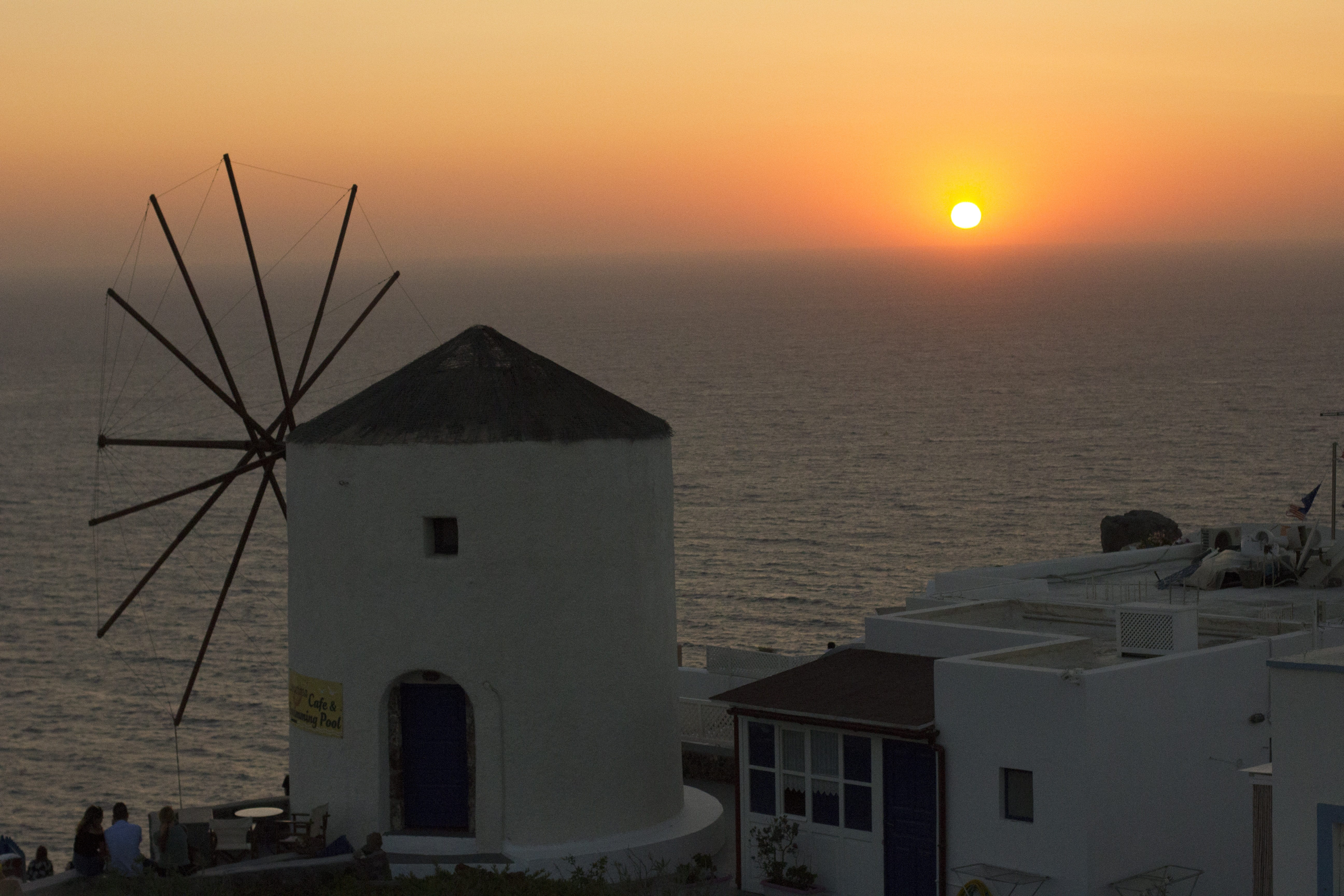 sunset, holiday, oia, horizon, greece, landscape, fira, no people, santorini, perissa, horizon over water, beach, tourism, sky, beauty in nature, scenics - nature, HD Wallpaper