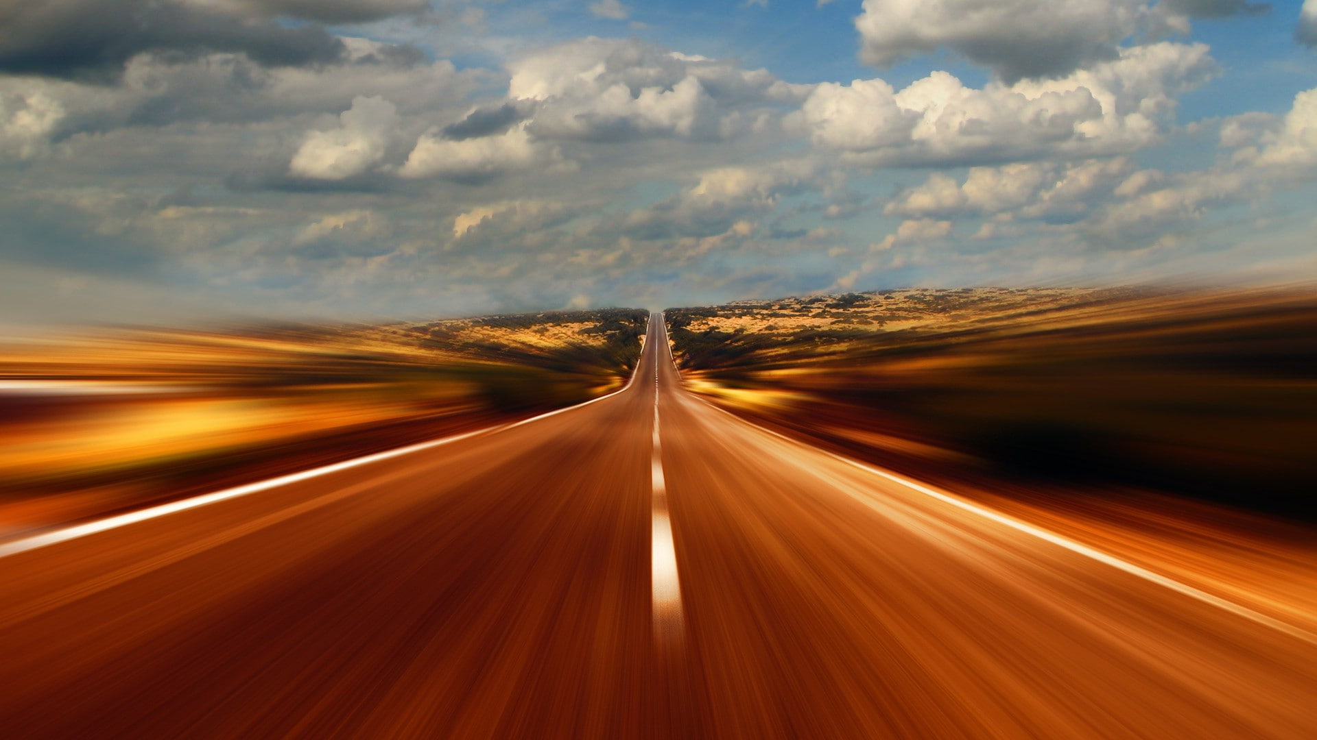 motion, blur, hd, cars, 1080P, road, clouds, HD Wallpaper