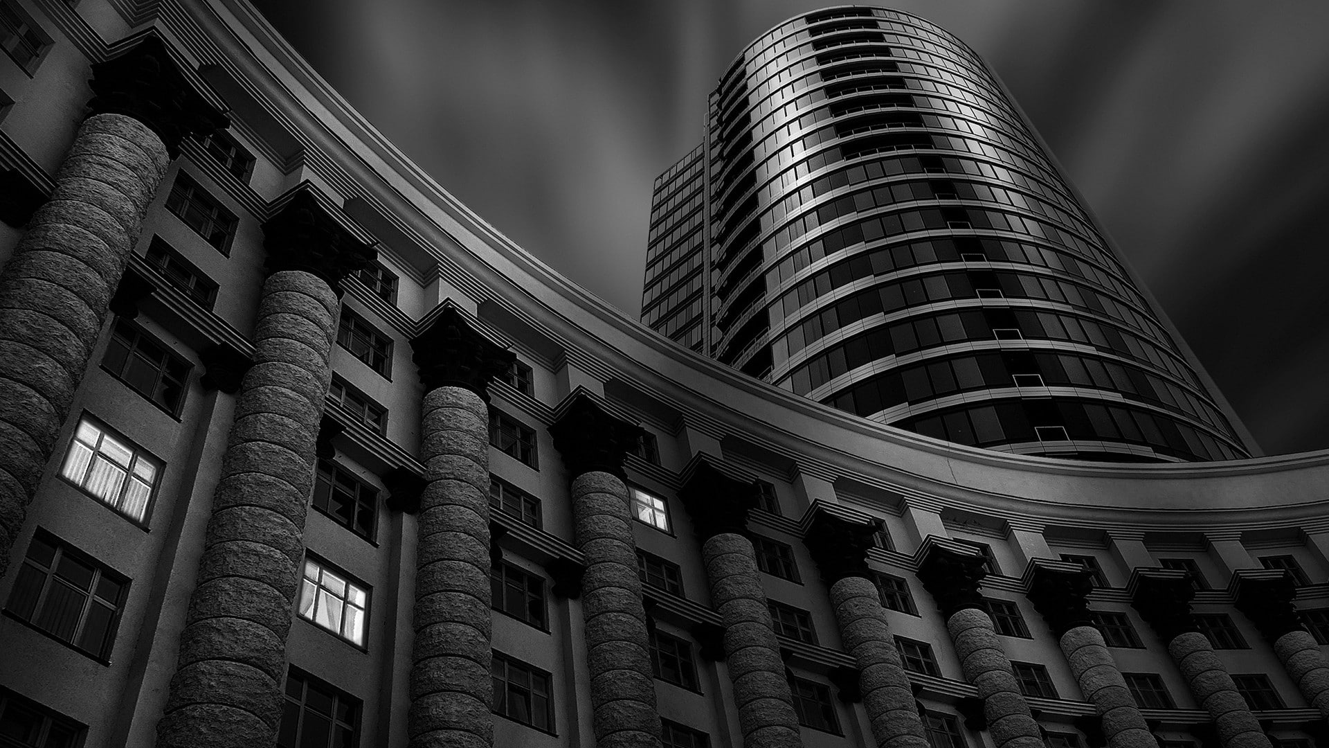 city, modern, travel destinations, clouds, 1080P, courthouse, built structure, sky, blurred, office building exterior, no people, pattern, skyscraper, HD Wallpaper