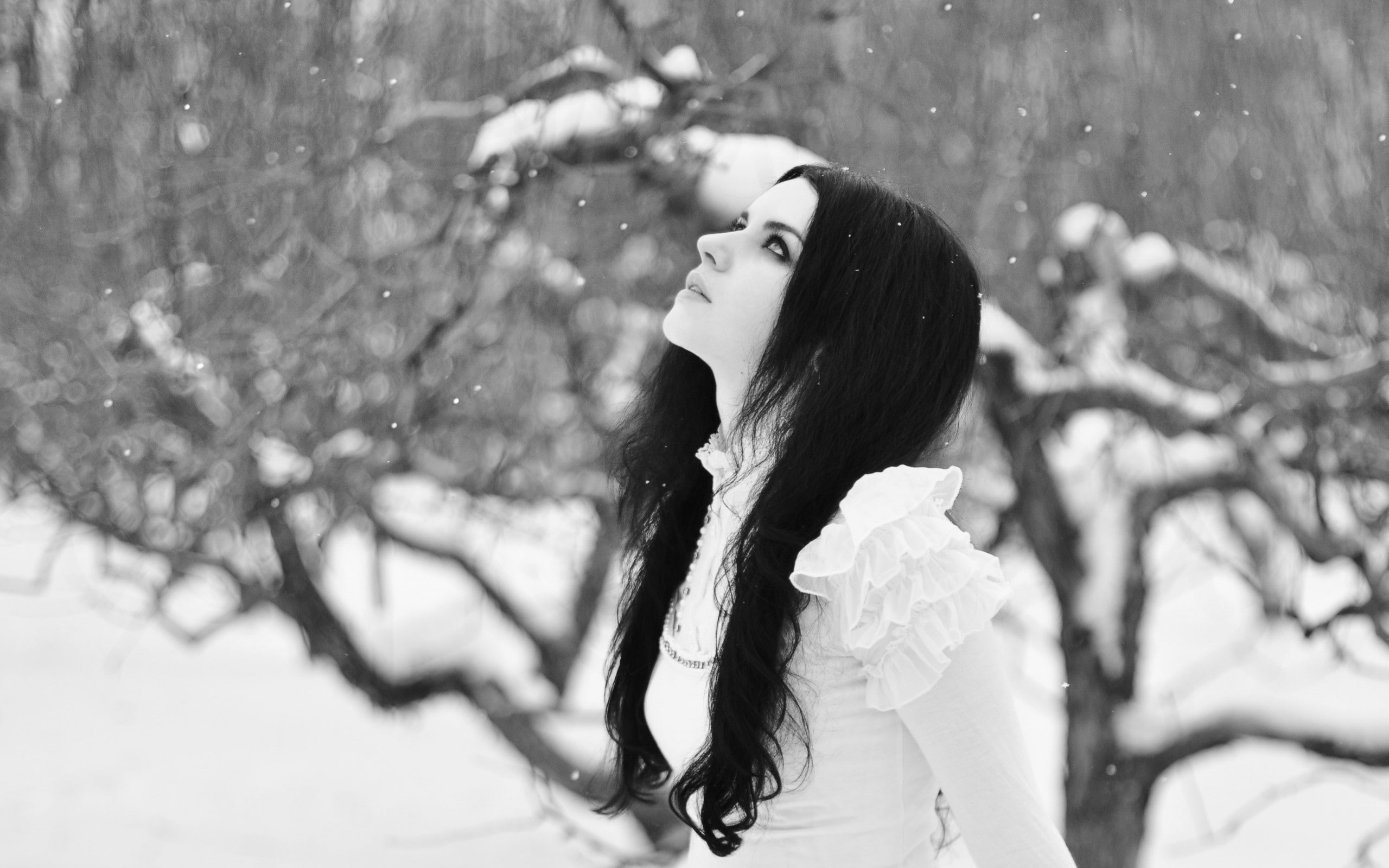 girl, style, goth loli, witch, mood, 2K, GOTHIC, winter, goth, women, snow, HD Wallpaper