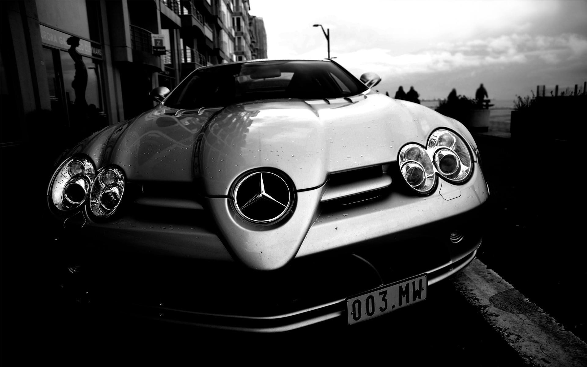 monochrome, car, McLaren, 1080P, Mercedes-Benz SLR, Mercedes-Benz, HD Wallpaper