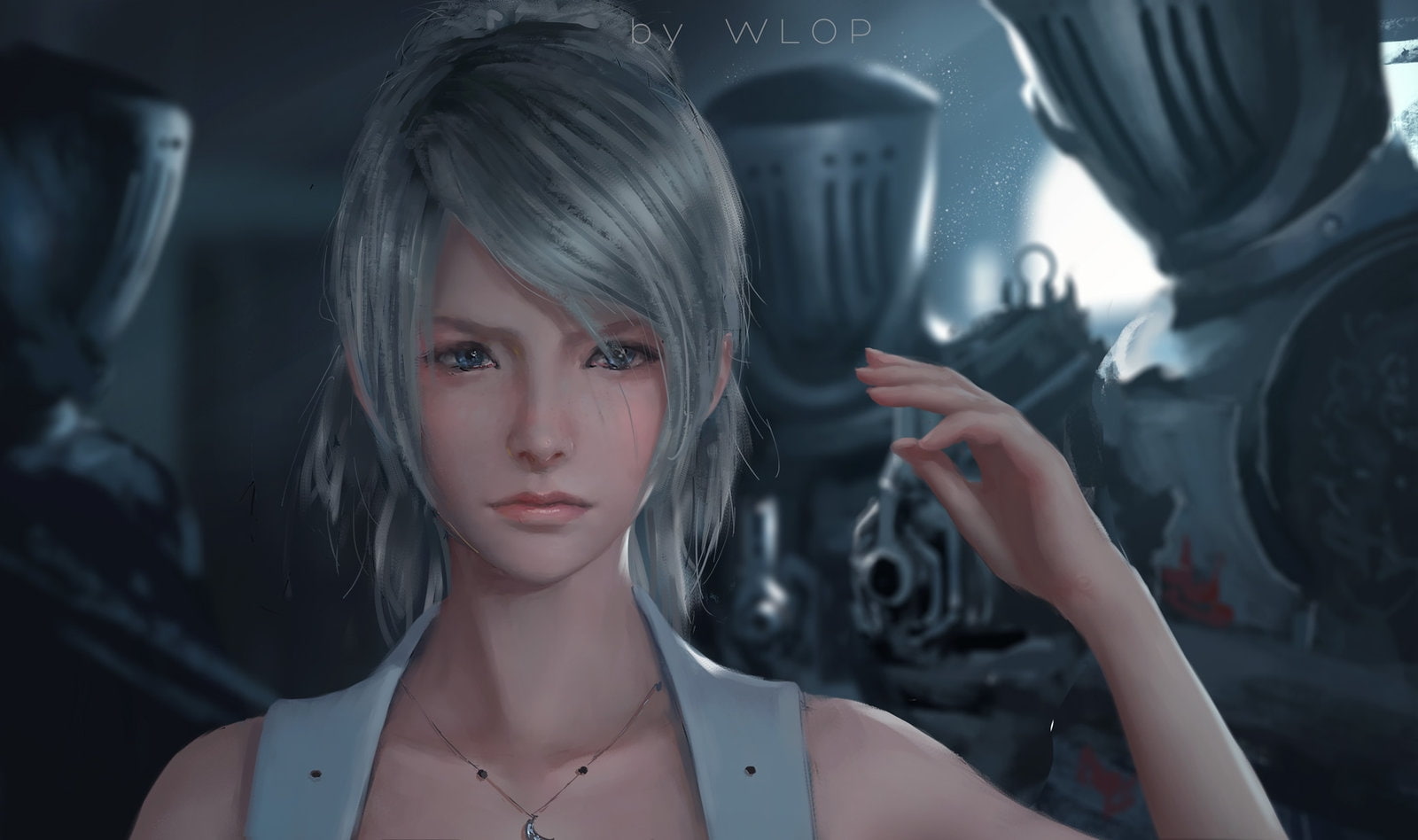 final fantasy xv, Lunafreya Nox Fleuret, painting, white hair, 720P, Games, HD Wallpaper