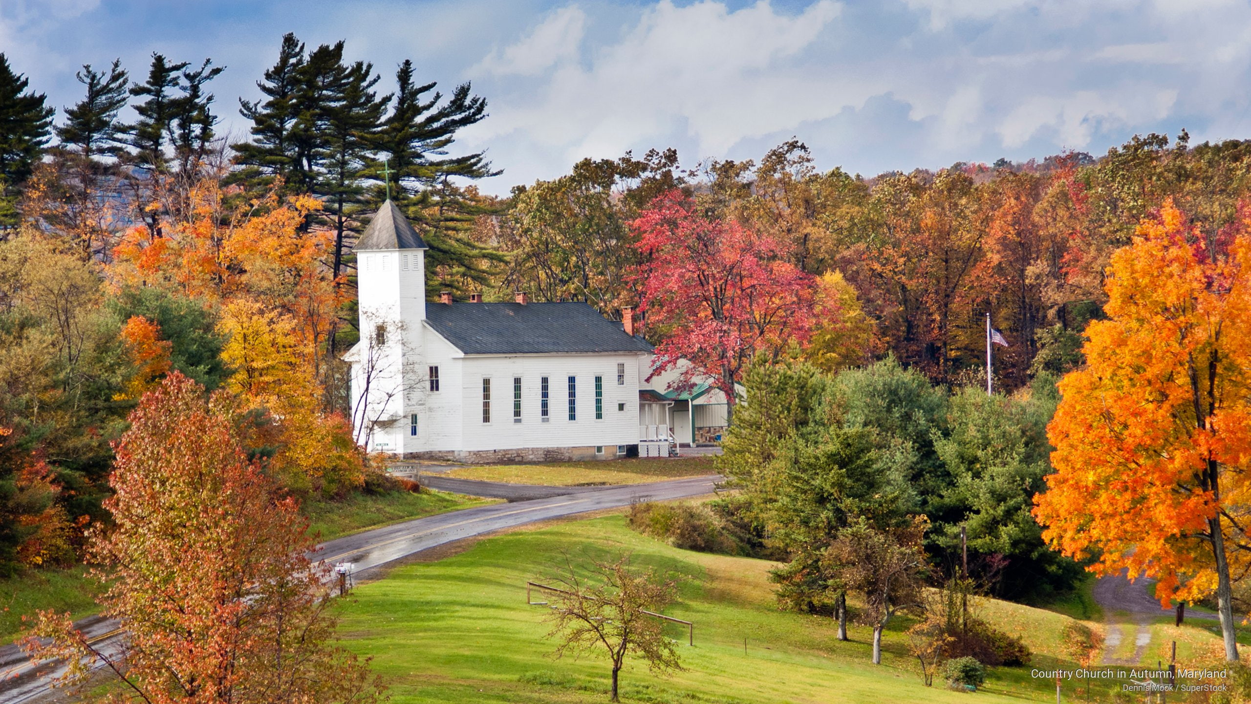 autumn, country, maryland, Fall, 2K, church, HD Wallpaper