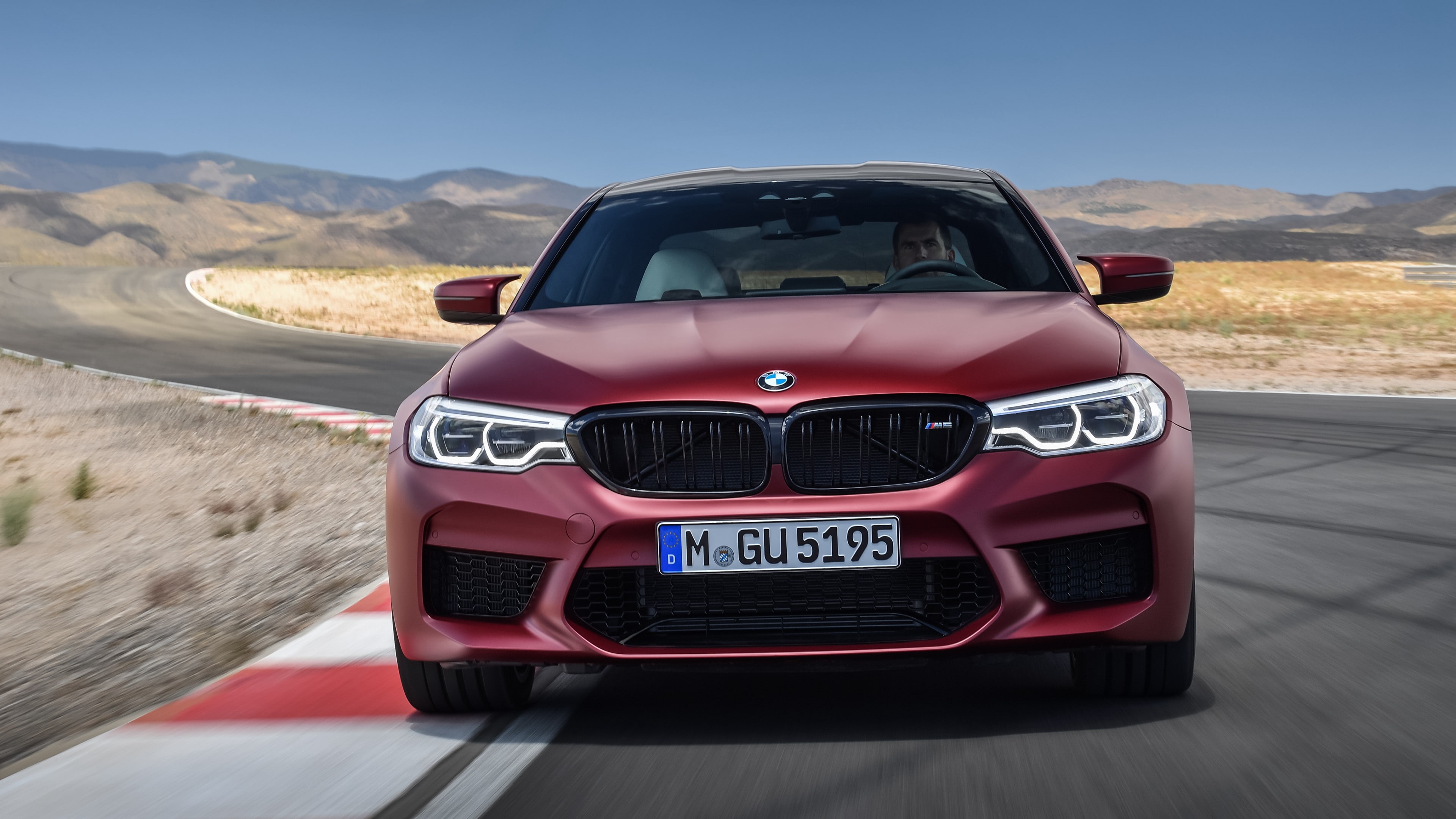 4K, car, concrete, BMW M5 F90, Cars 2018, 4k, red, road, gray, bmw, HD Wallpaper