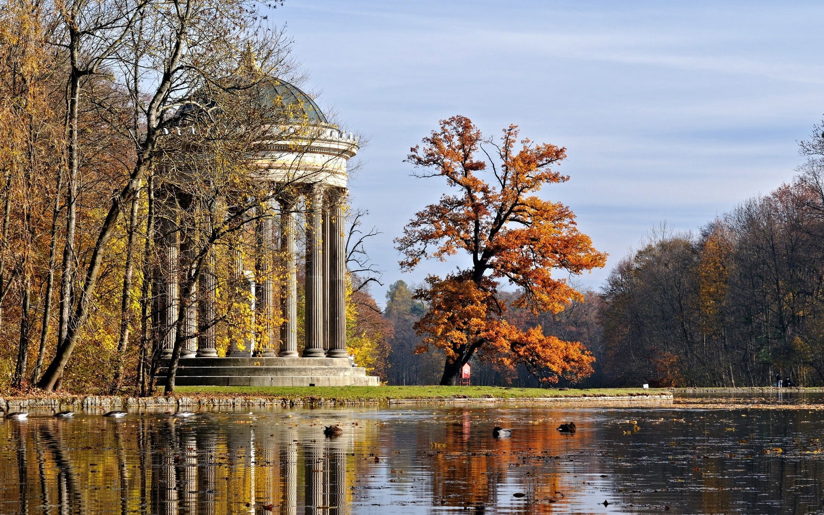 waterfront, sky, scenics, no People, columns, scenics - nature, travel destinations, nature, river, famous Place, history, outdoors, tree, plant, reflection, HD Wallpaper