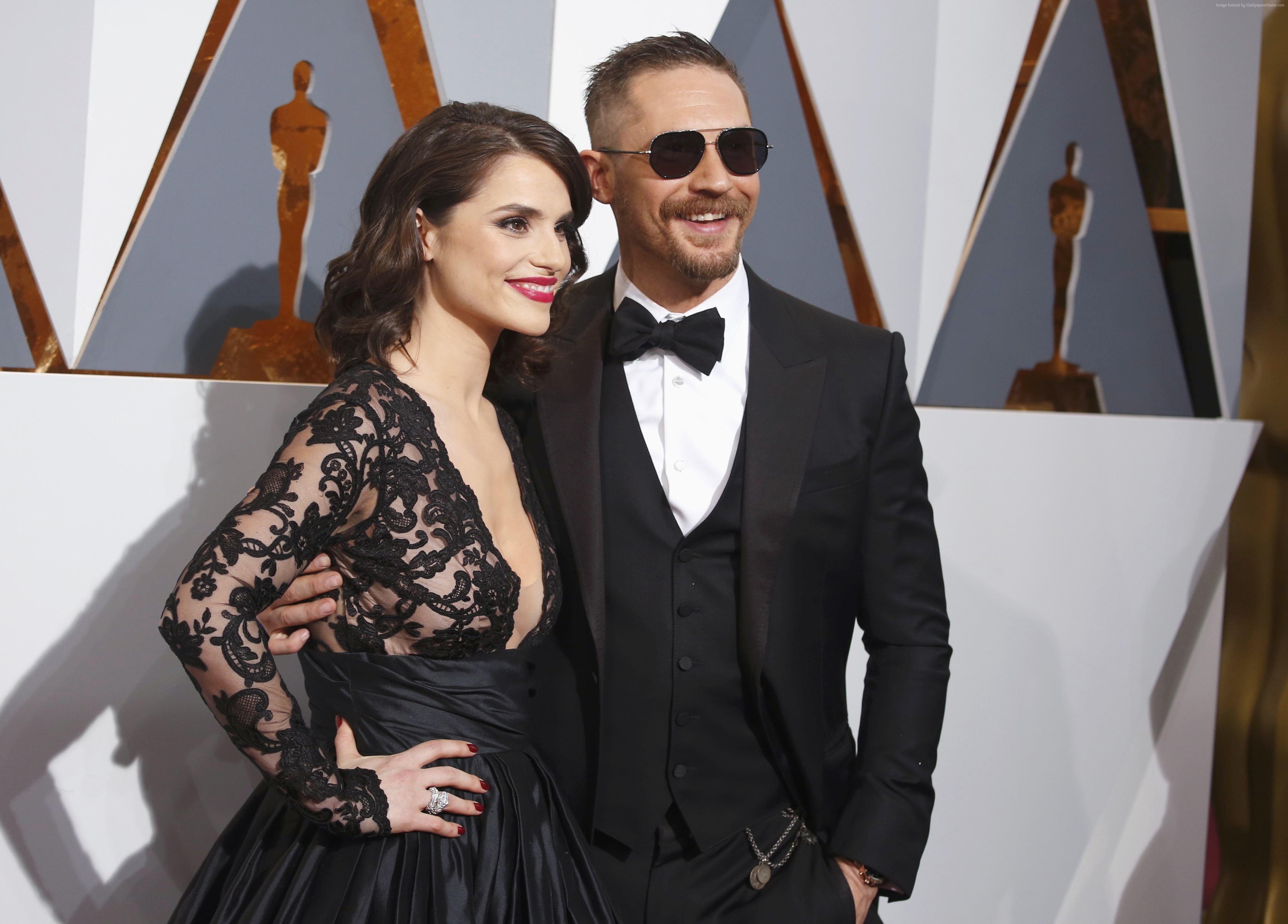Most popular celebs, red carpet, Charlotte Riley, Tom Hardy, 4K, Oscar 2016, HD Wallpaper