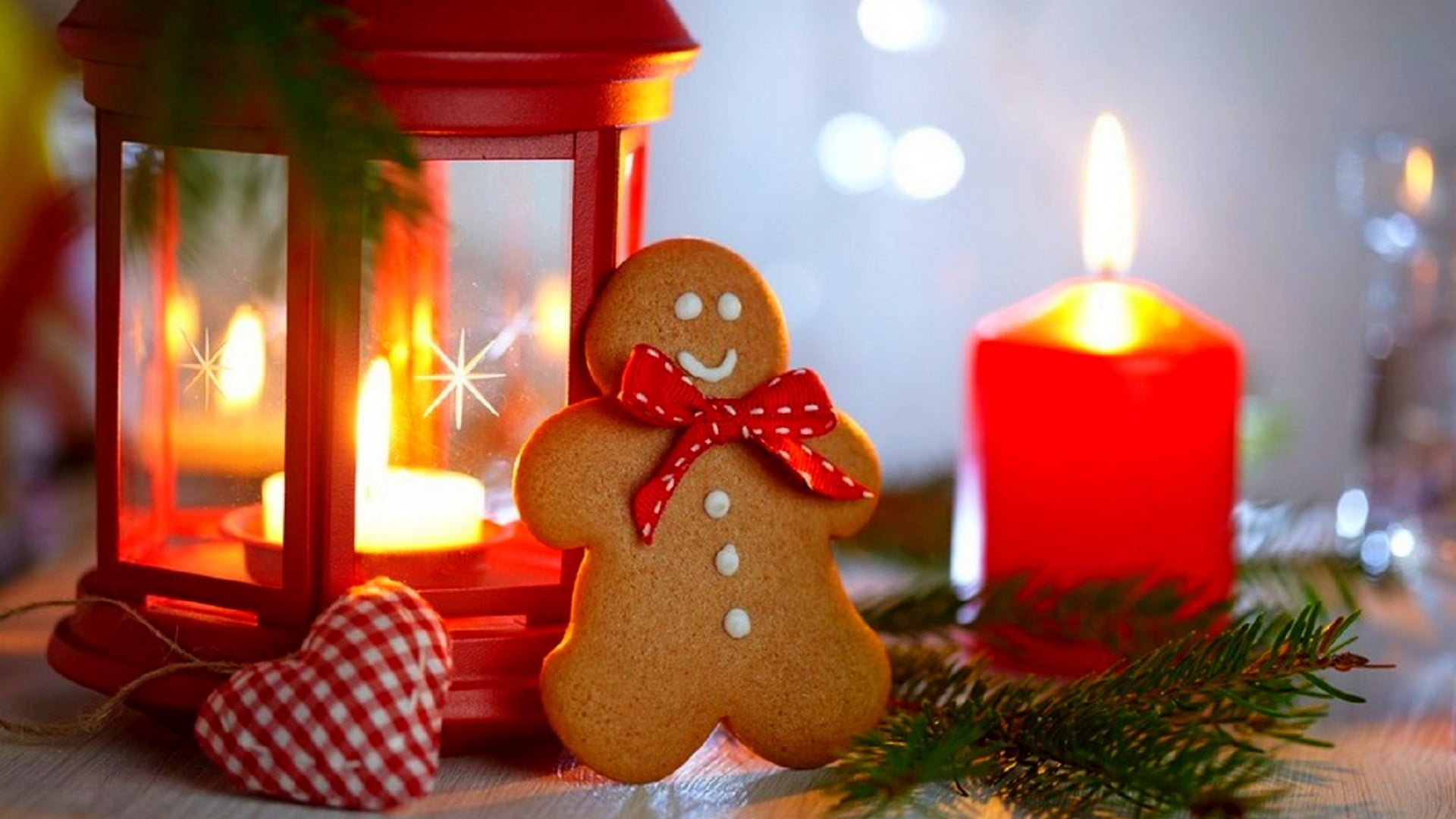 lantern, holiday, New Year, burning, red, christmas tree, Christmas, holiday - event, fire, decoration, christmas lights, heart, celebration, indoors, no people, HD Wallpaper