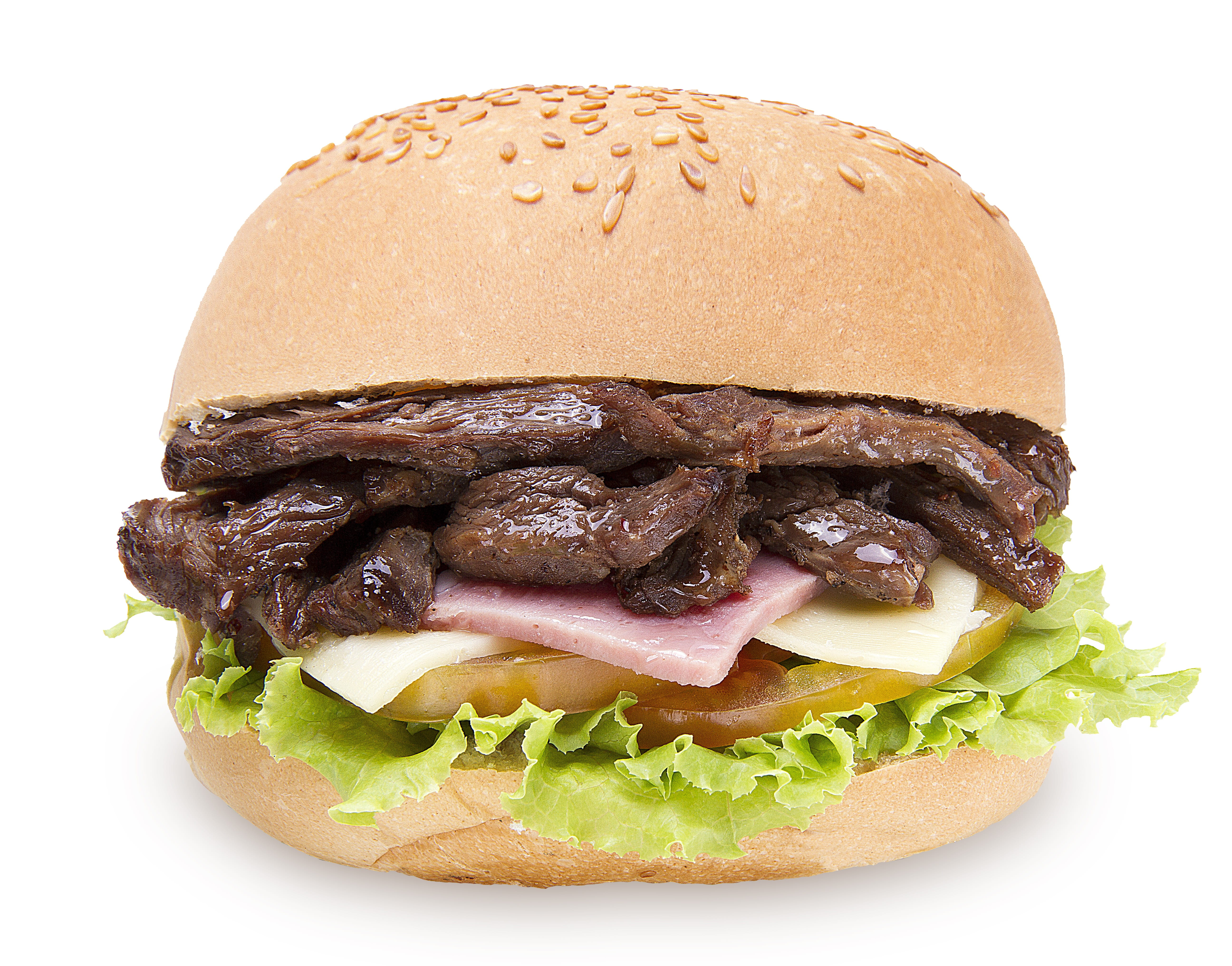 hamburger, white background, bun, Sandwich, 5K, salad, cheeseburger, snack, ready-to-eat, greek, Pork, Meal, hamburguer, unhealthy eating, lettuce, vegetable, HD Wallpaper