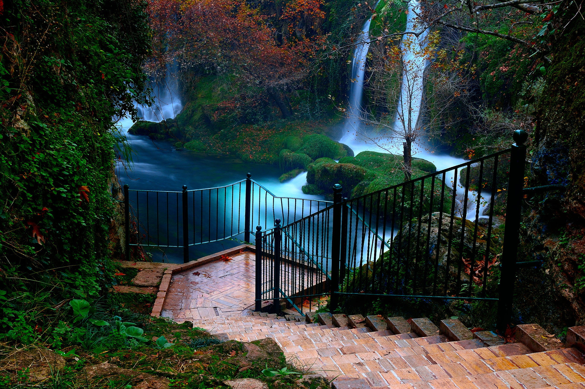 Fence, Tree, Stairs, Photography, Turkey, Waterfall, Duden Waterfalls, Earth, 1080P, Nature, HD Wallpaper
