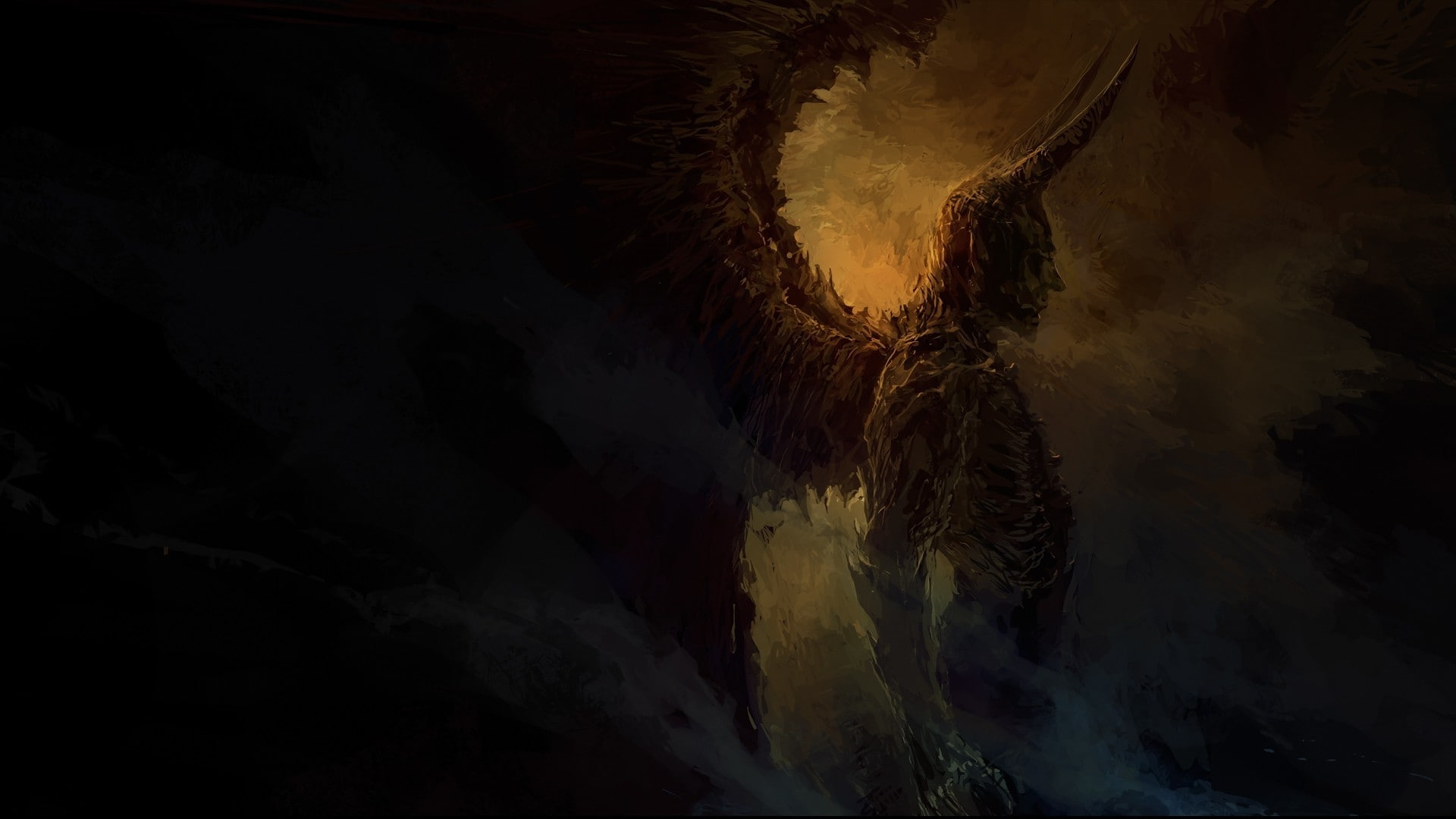 1080P, digital art, dark, demon, drawing, creature, Devil, wings, HD Wallpaper