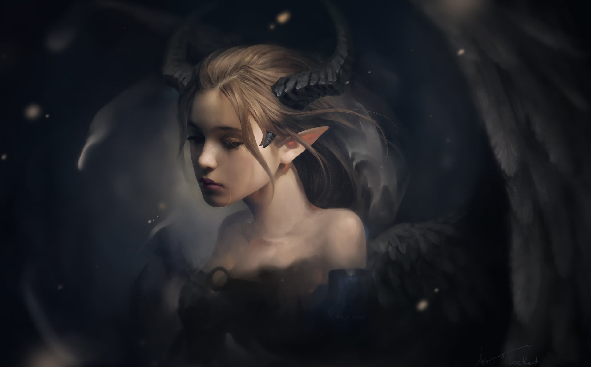 fantasy, girl, 1080P, horns, HD Wallpaper