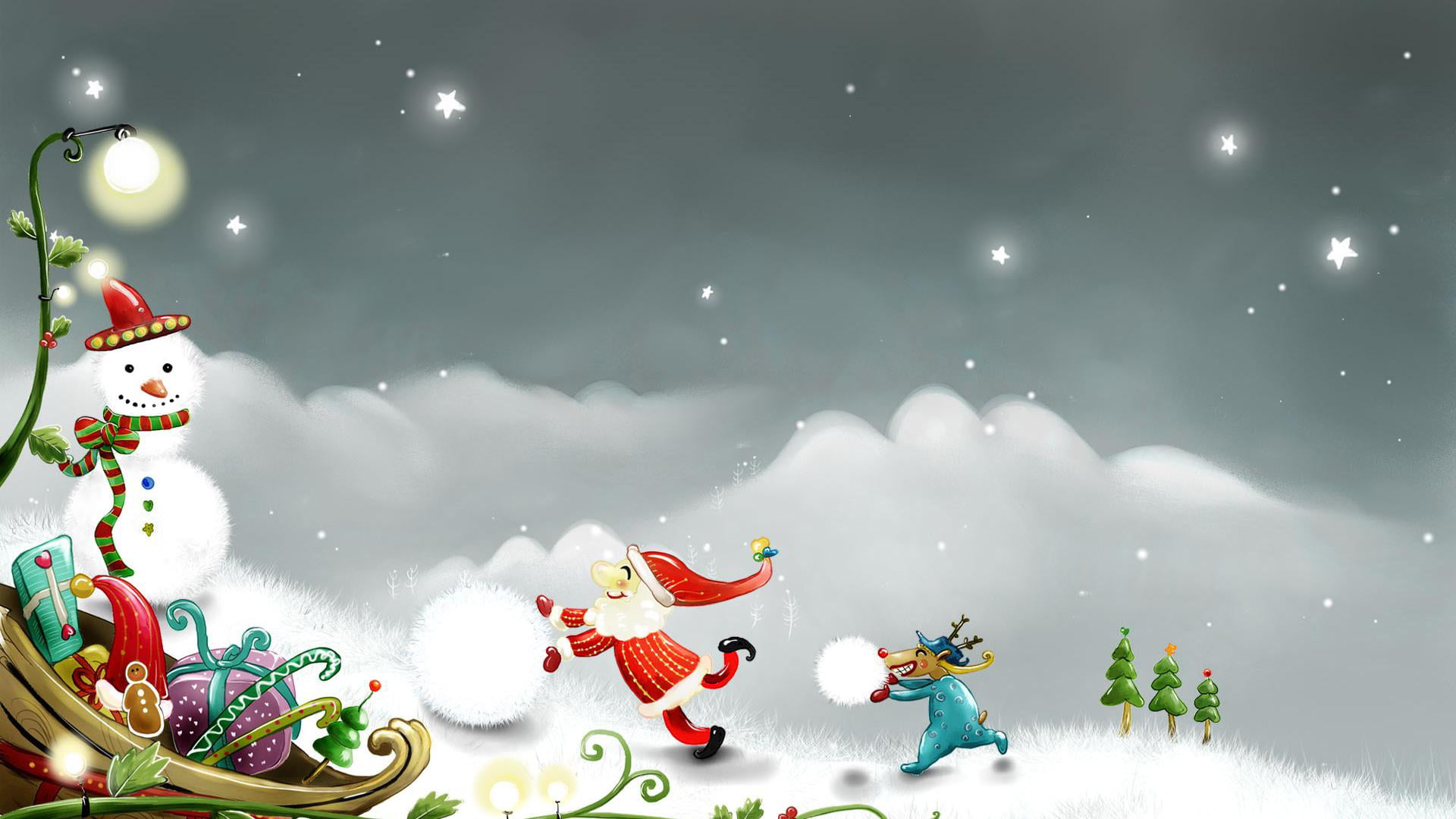 snowing, christmas, sky, representation, pattern, year, cold temperature, december, cartoon, design, ice, festive, outdoors, ornament, happy, new, drawing, HD Wallpaper