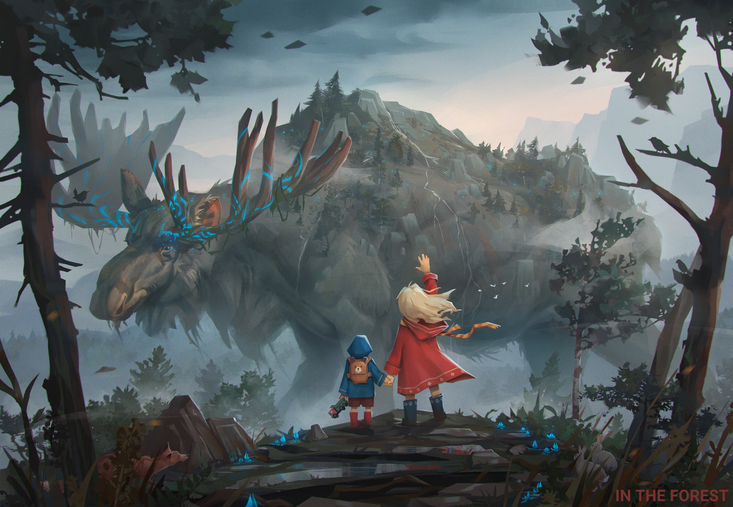 2K, Child, Animal, Giant, Moose, Little Girl, Fantasy Animals, HD Wallpaper