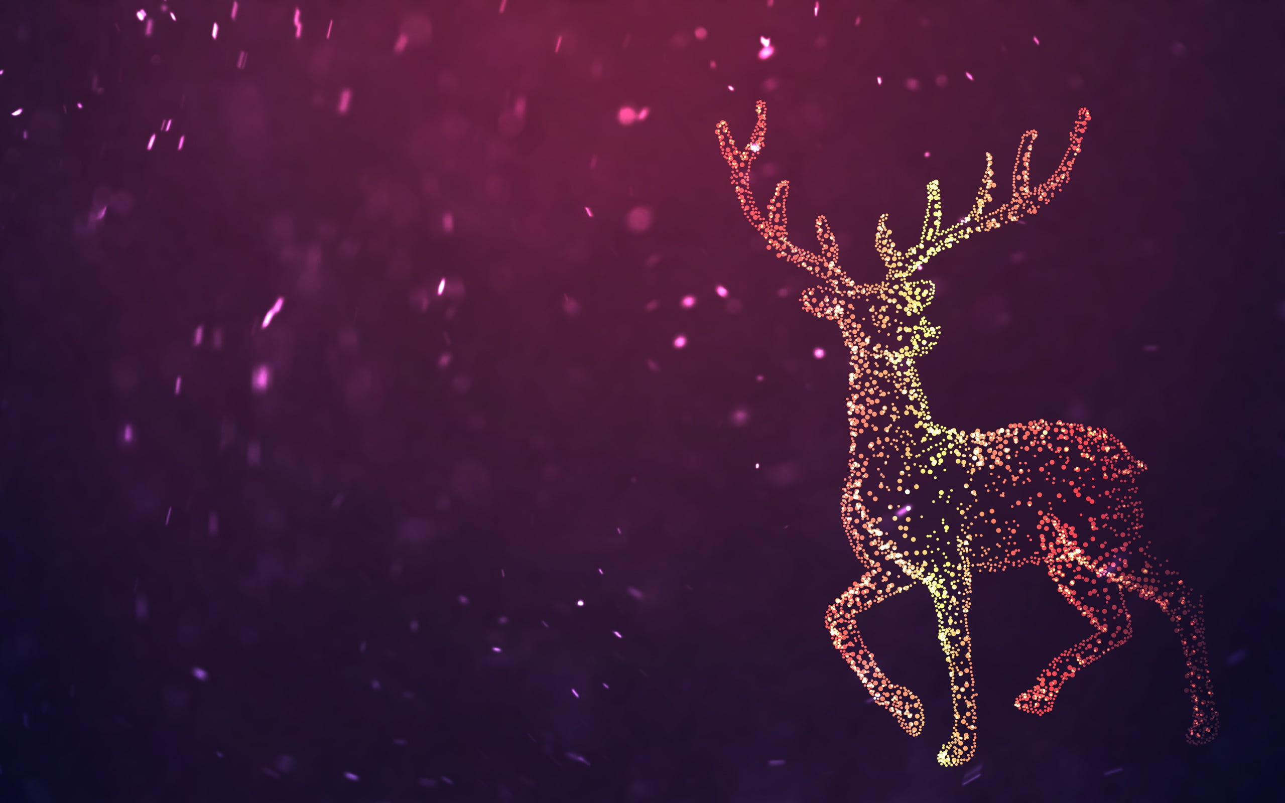 animal, year, ornate, Snowflakes, close-up, 2K, Deer, Snow, representation, brown, christmas decoration, Minimalism, tree, animal representation, glitter, HD Wallpaper