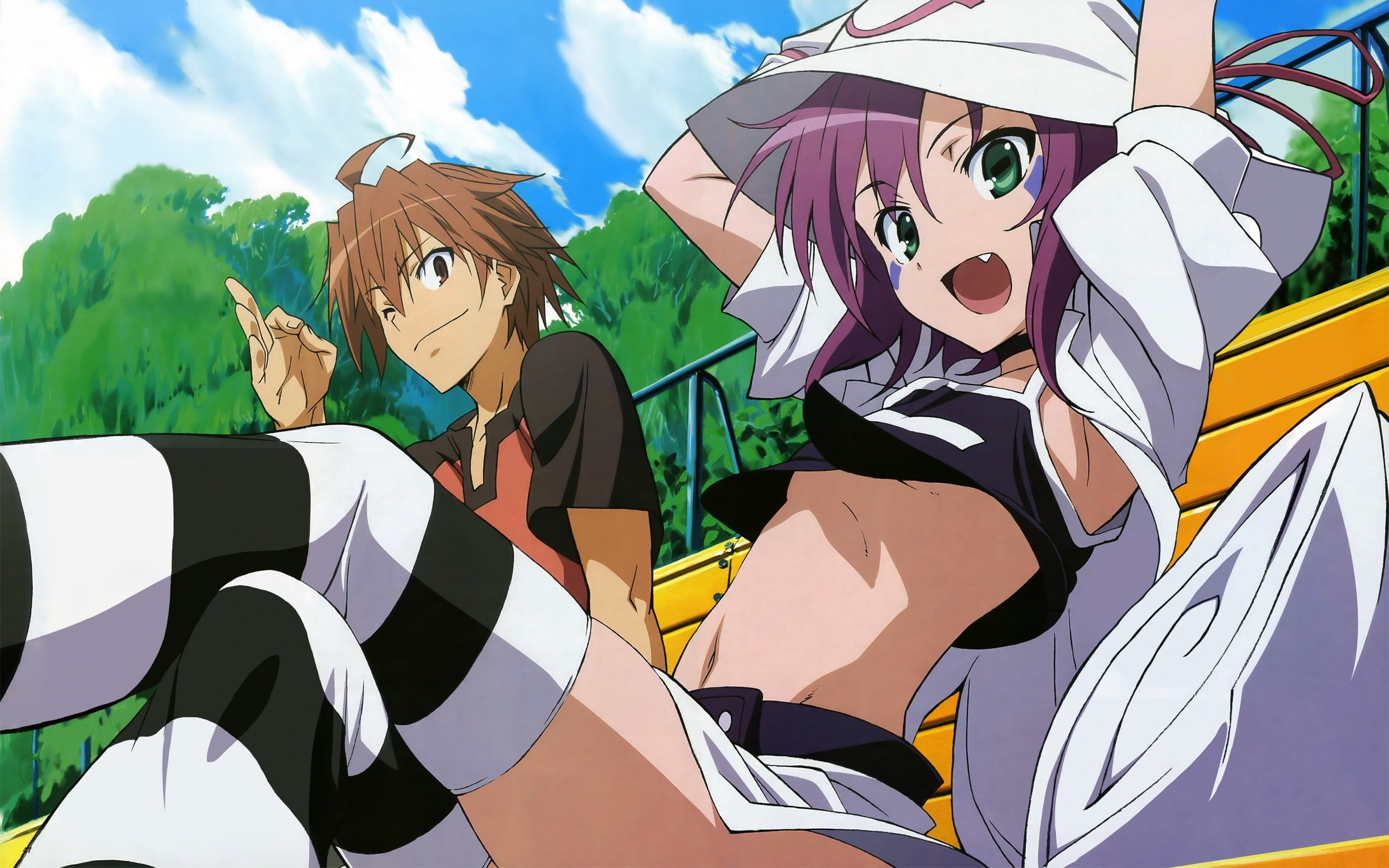 creativity, day, anime boys, outdoors, cloud - sky, female likeness, representation, human representation, Yumekui Merry, male likeness, 2K, art and craft, HD Wallpaper