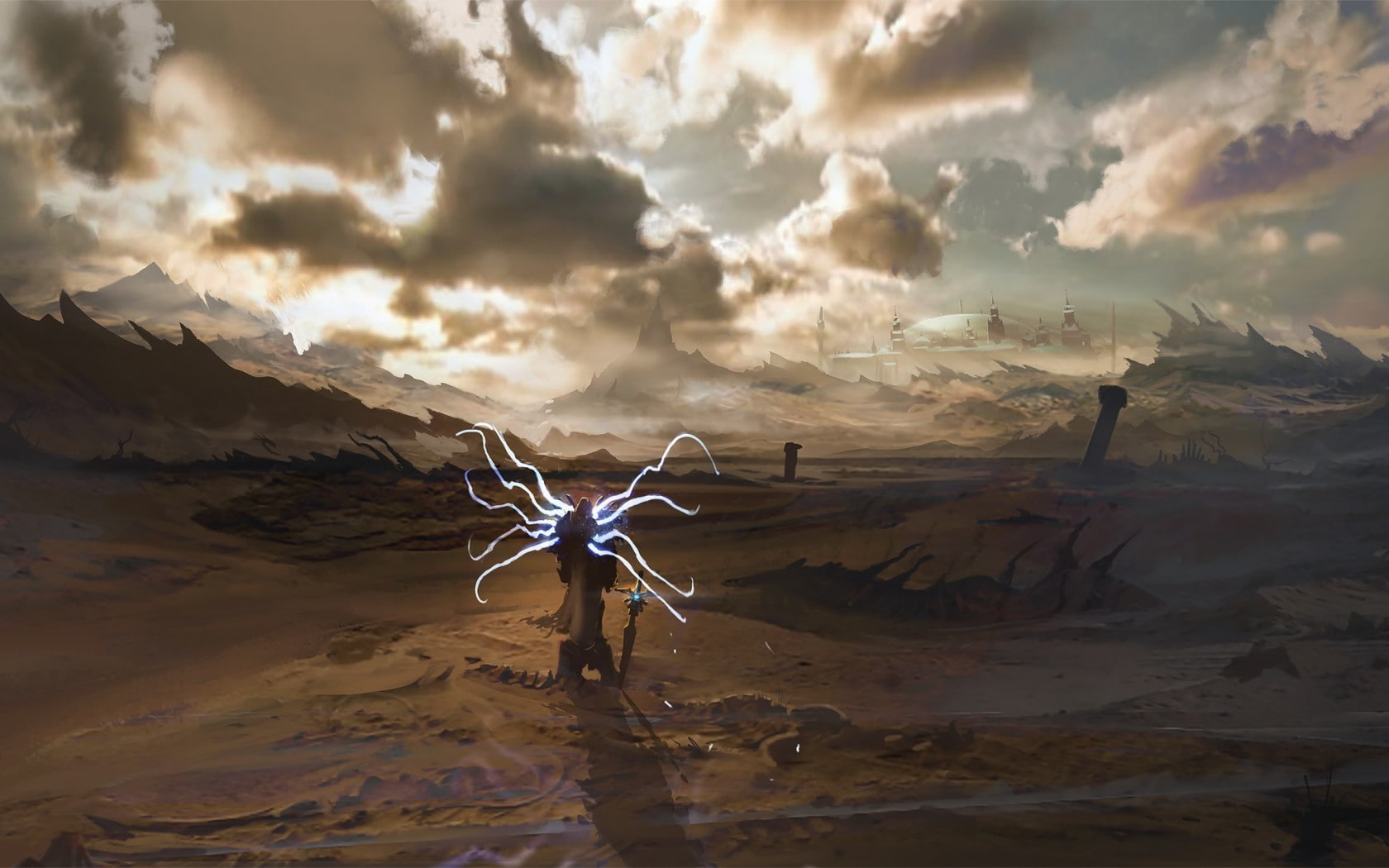 Diablo III, artwork, Diablo, clouds, Concept Art, 720P, digital art, tyrael, warrior, fantasy Art, video games, Exphrasis, apocalyptic, HD Wallpaper