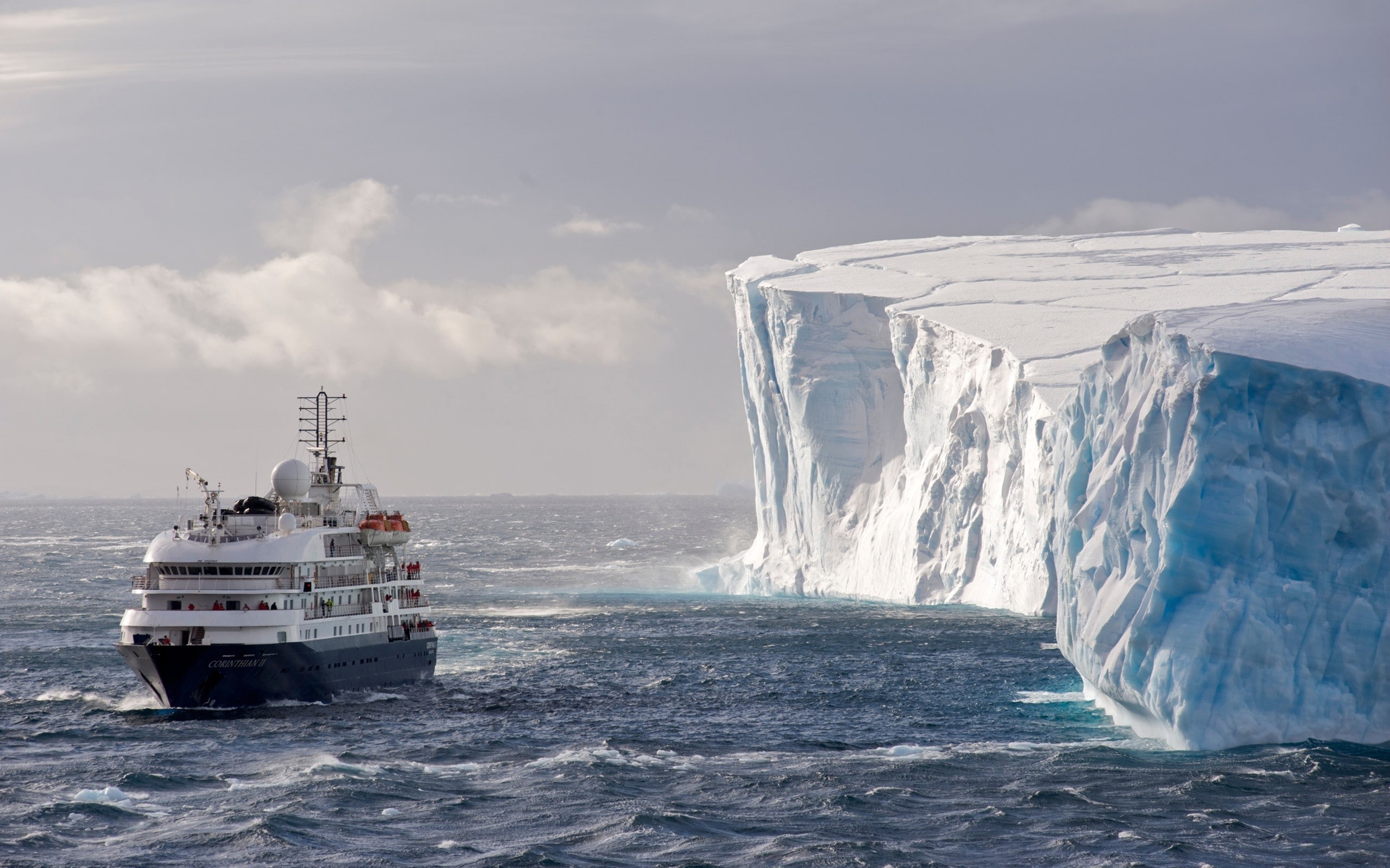 2K, iceberg, ship, nature, Arctic, HD Wallpaper
