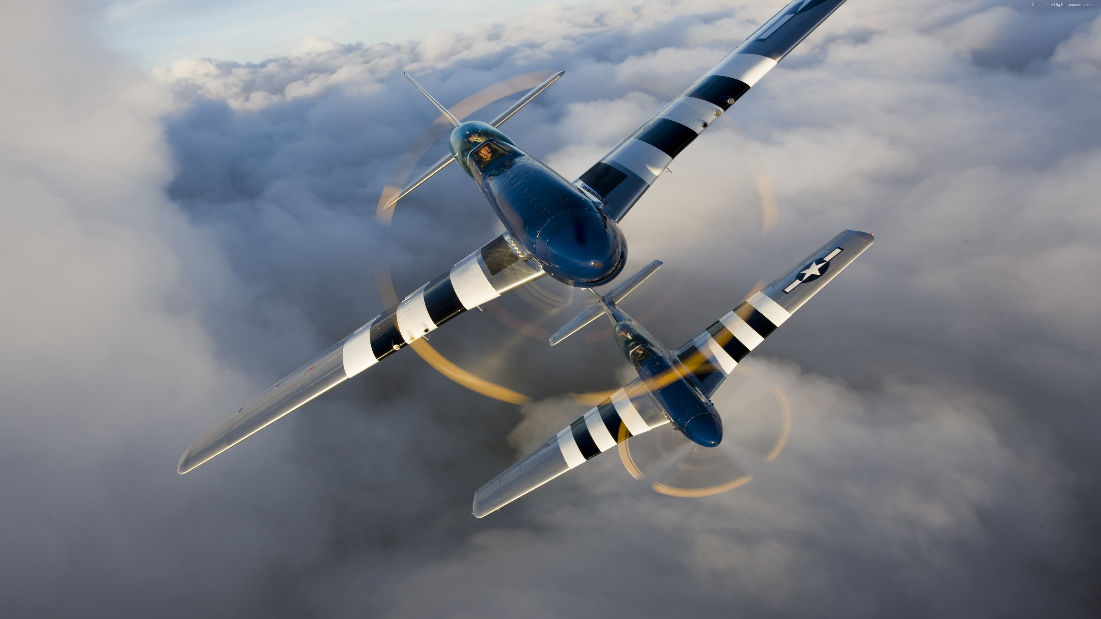 4K, fighter, North American P-51 Mustang, US Army, HD Wallpaper