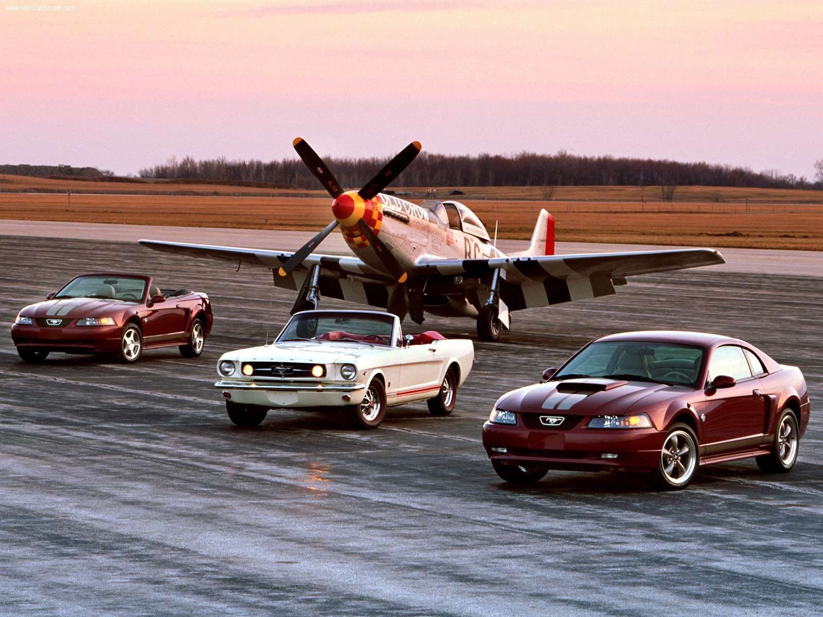 people, mode of transportation, North American P-51 Mustang, sunlight, day, sunset, motor vehicle, land vehicle, men, travel, Ford Mustang, road, 720P, HD Wallpaper