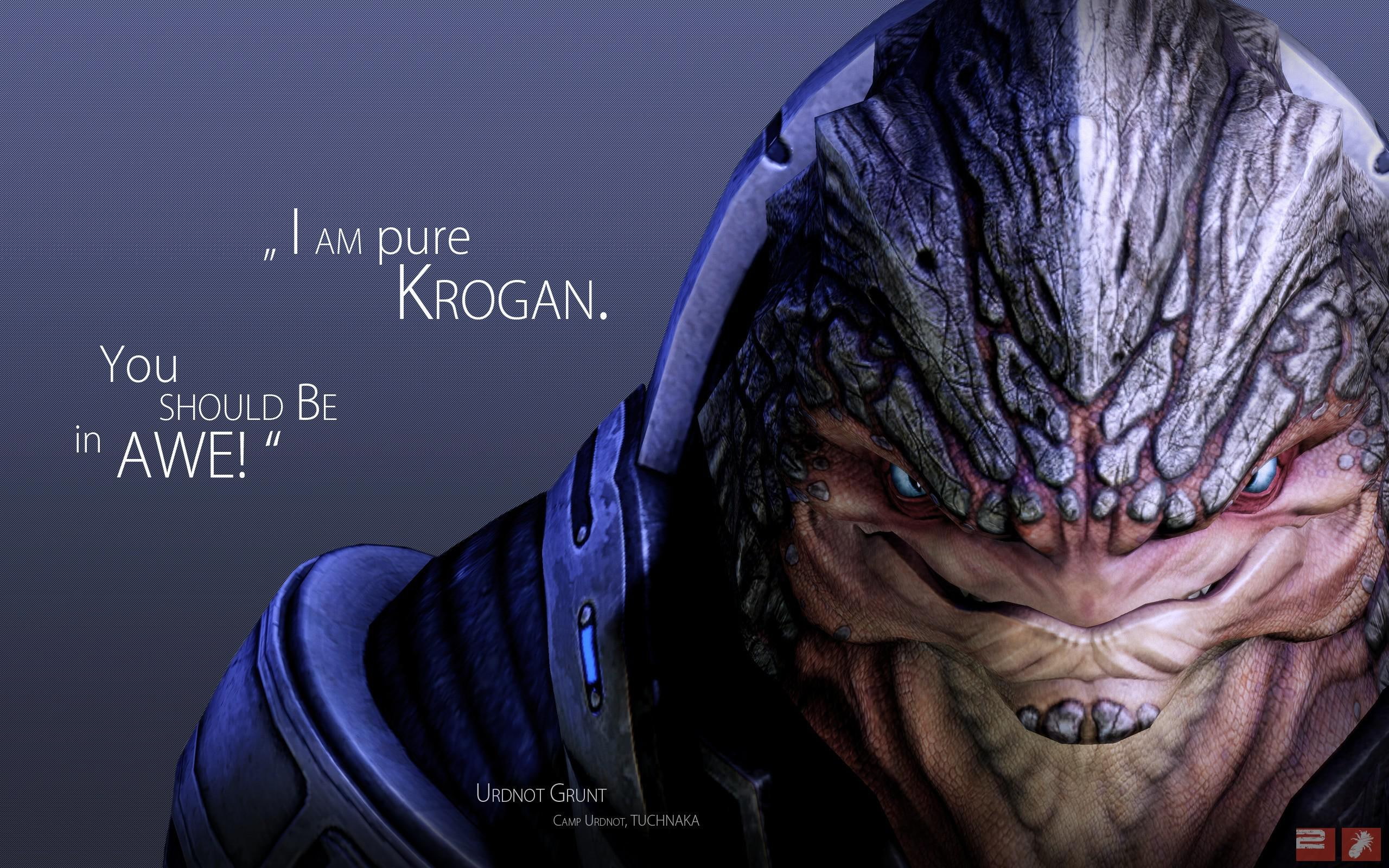 poster, games, effect, grunt, mass effect, urdnot, awe, urdnot grunt, pure, 2560x1600, krogan, 2K, mass, HD Wallpaper