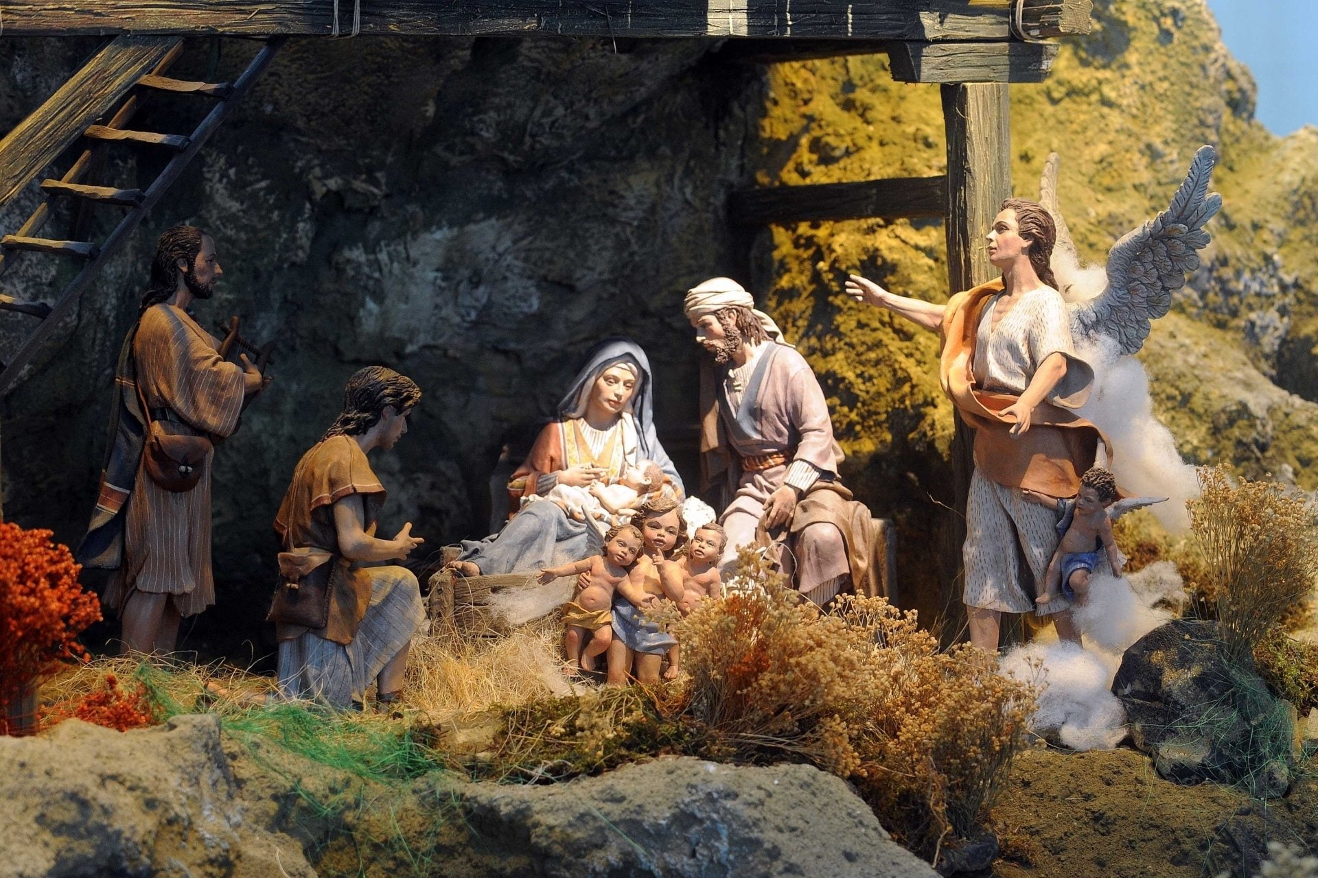 Christmas, 1080P, Holiday, Mary (Mother of Jesus), Child, Religion, Angel, Figurine, HD Wallpaper