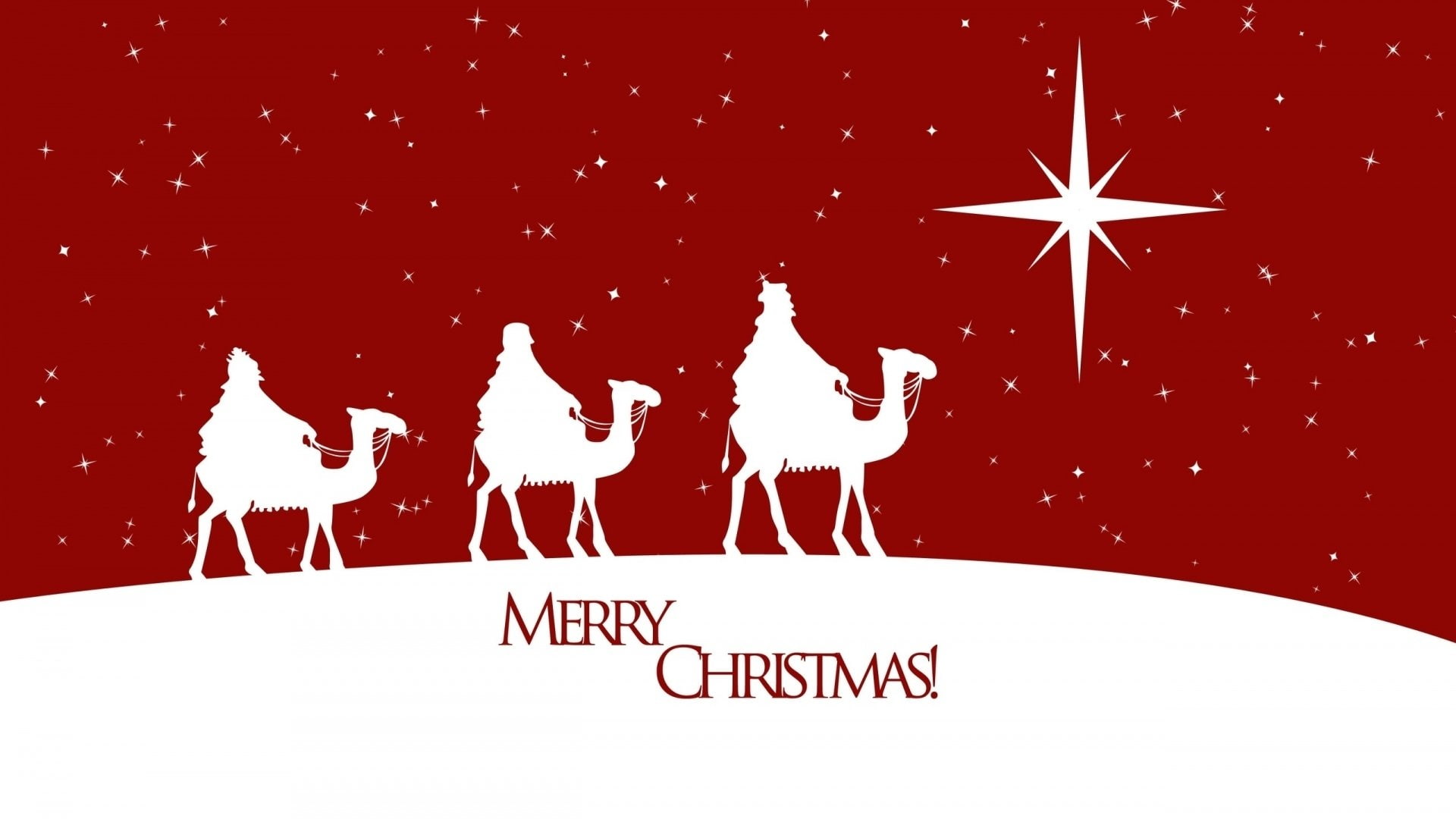 Camel, Red, Christmas, Holiday, White, Snow, The Three Wise Men, Star, Merry Christmas, 1080P, HD Wallpaper