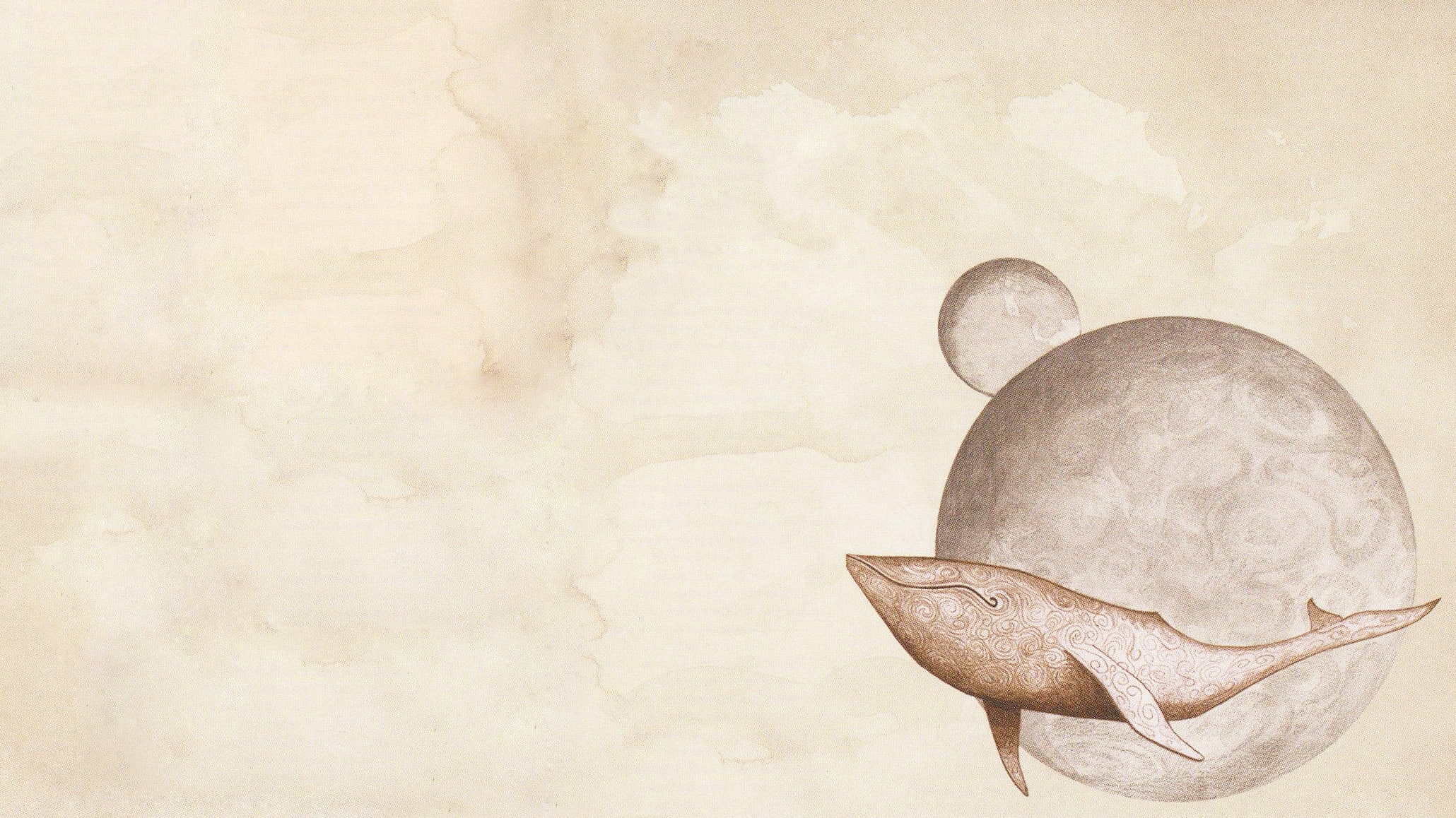 simple background, minimalism, Gojira, whale, 1080P, ornamented, planet, digital art, space, universe, HD Wallpaper