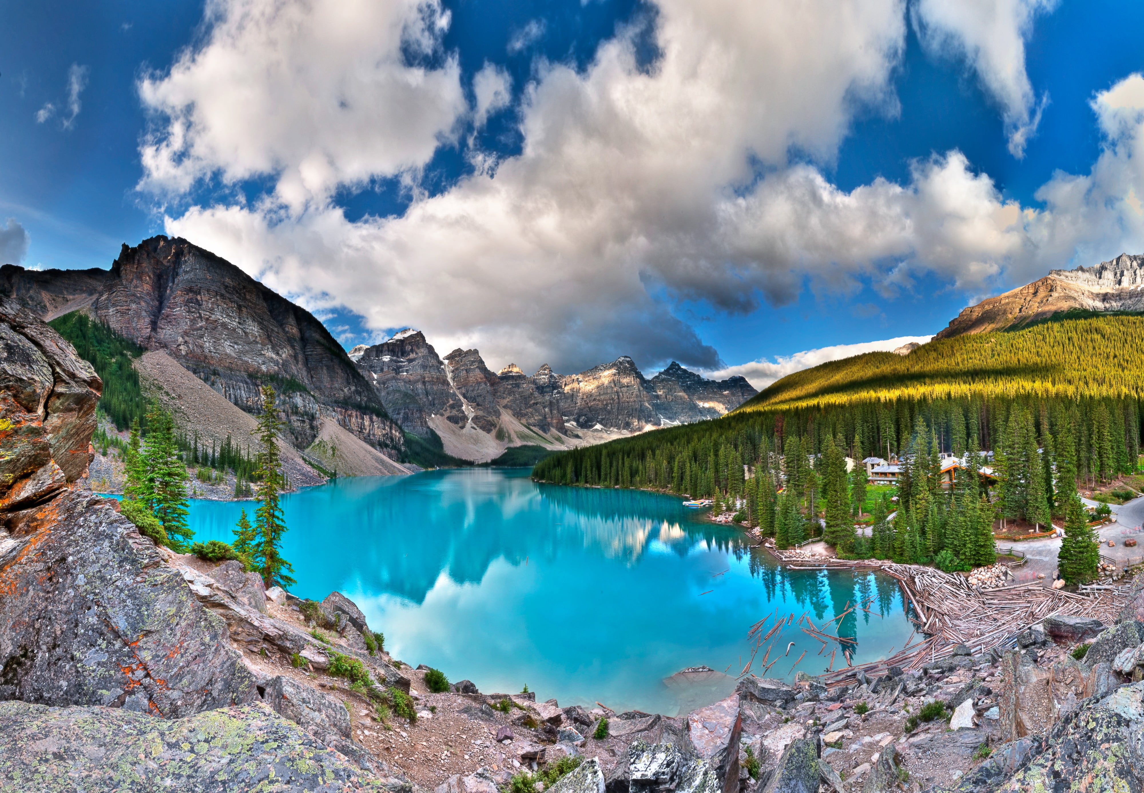park, sky, beauty in nature, mountain range, formation, cloud - sky, no people, landscape, rock, water, outdoors, turquoise colored, mountain, banff, scenics - nature, HD Wallpaper