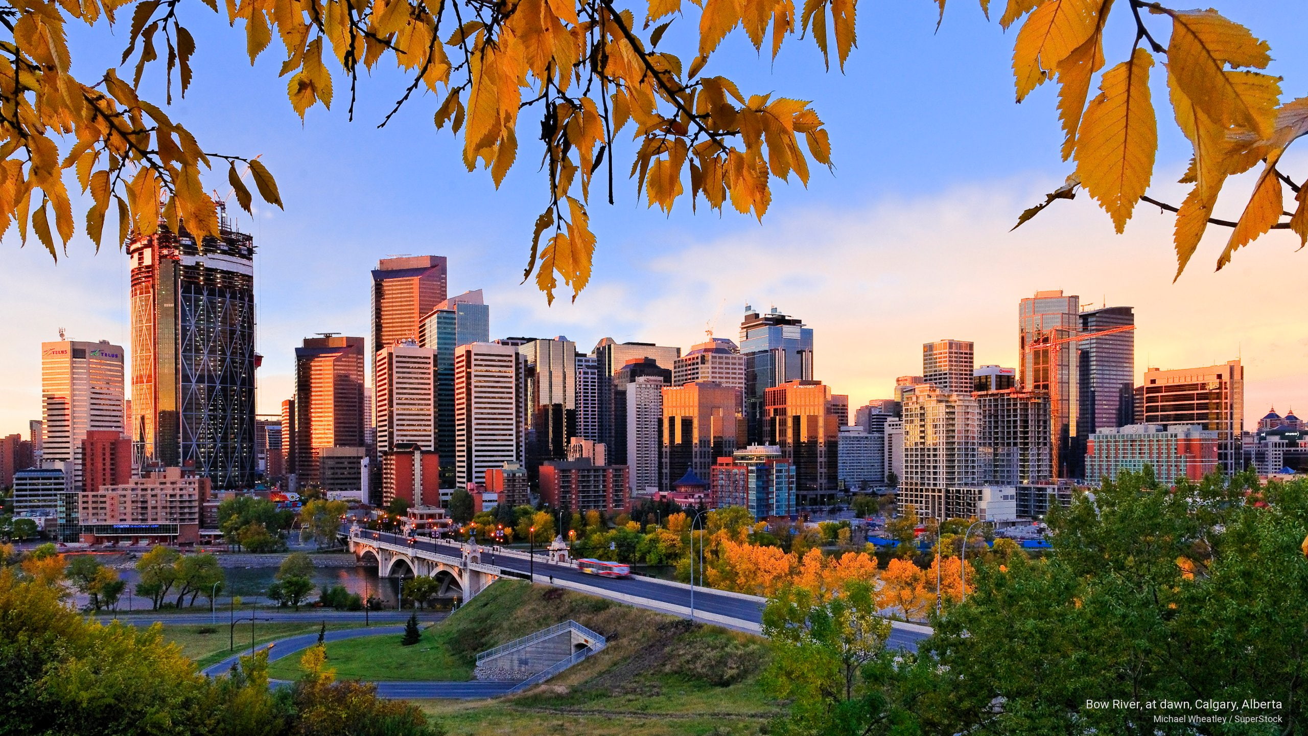 Architecture, bow, river, dawn, alberta, 2K, calgary, HD Wallpaper