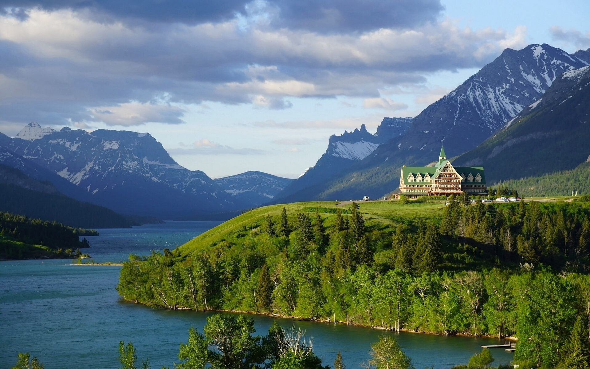 Rocky, Hotel, Alberta, 1080P, Prince, Mountains, Wales, Lake, Canada, Waterton, HD Wallpaper