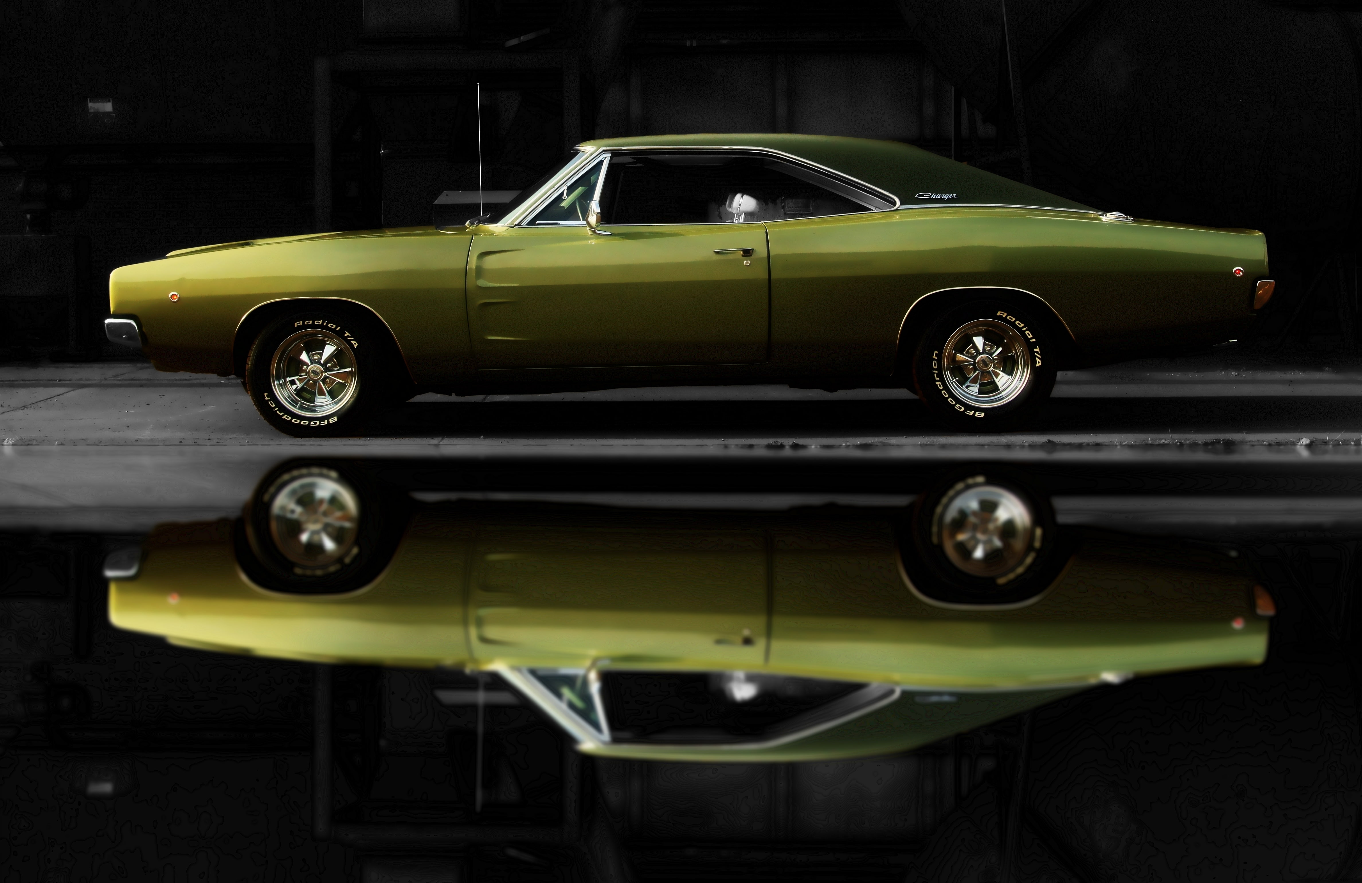 car, auto, green, 1968, Dodge, Charger, 4K, machine, HD Wallpaper