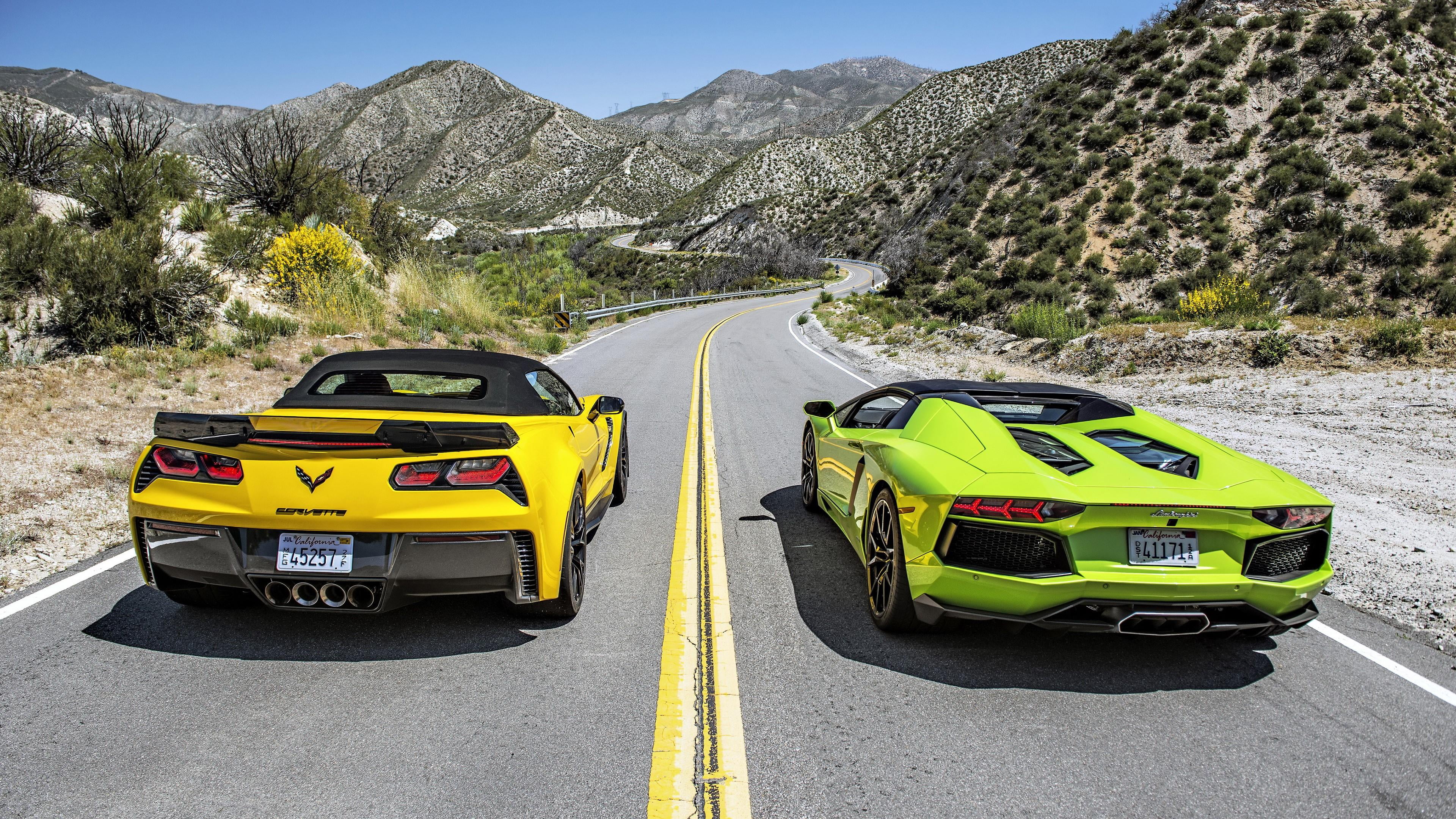 motor vehicle, symbol, the way forward, chevrolet corvette, yellow, sign, corvette, car, supercar, land vehicle, vehicle, no people, lamborghini aventador, HD Wallpaper