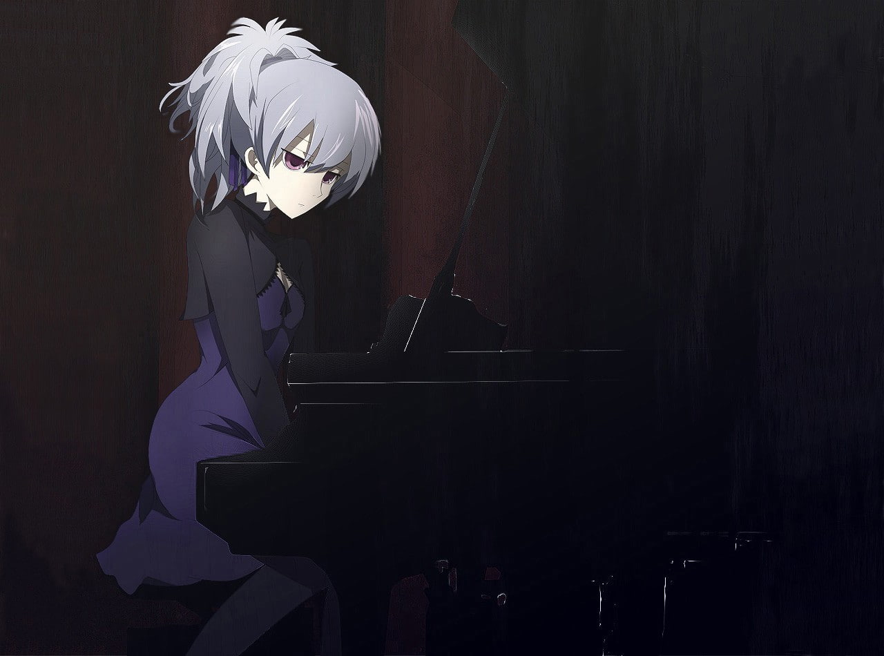 hairstyle, skill, anime, dark, adult, musical instrument, anime girls, young women, musical equipment, standing, indoors, music, 720P, Yin, clothing, performance, HD Wallpaper