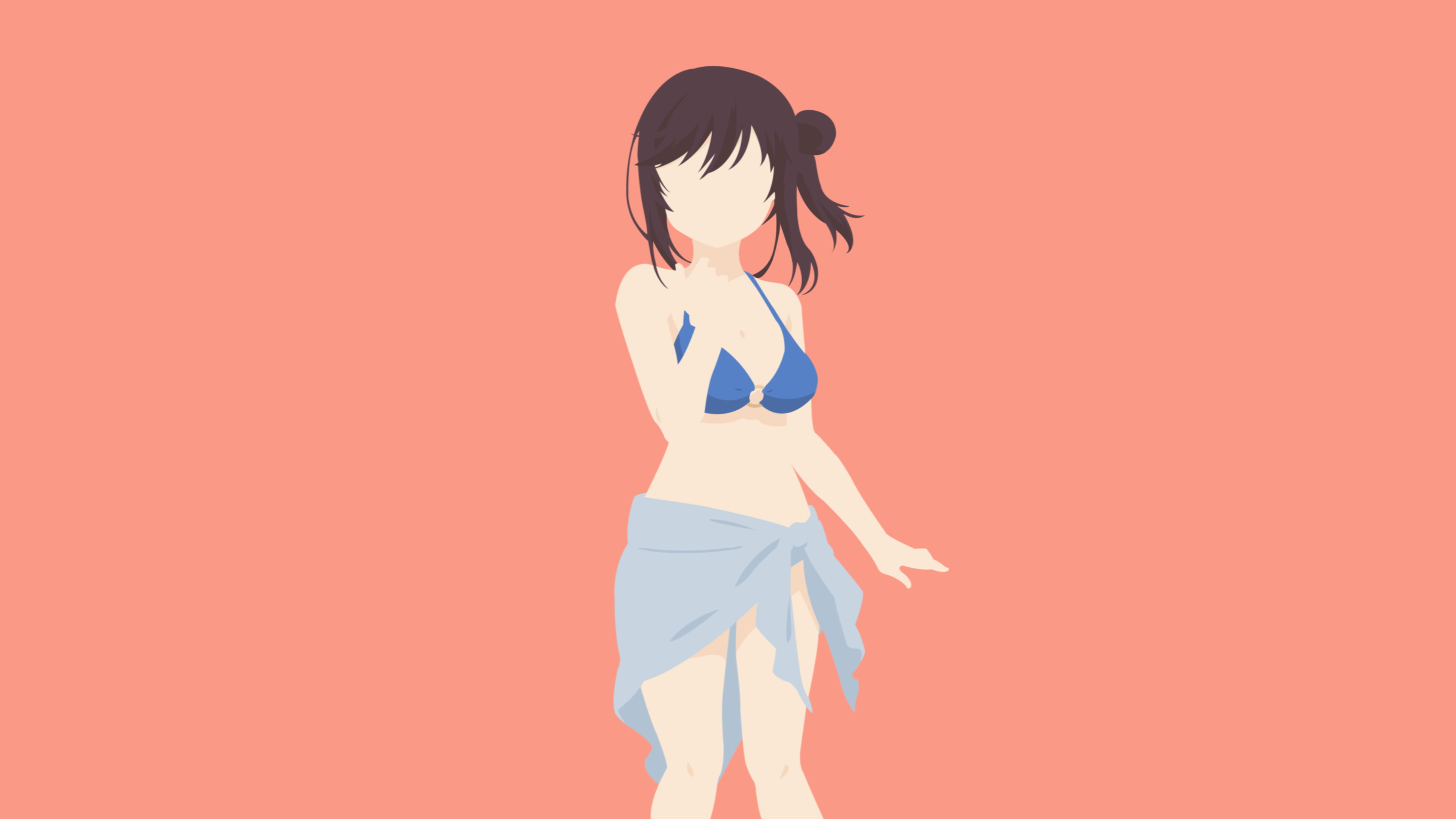 red, Non Non Biyori, copy space, 4K, human arm, colored background, one person, casual clothing, three quarter length, lifestyles, women, young adult, HD Wallpaper