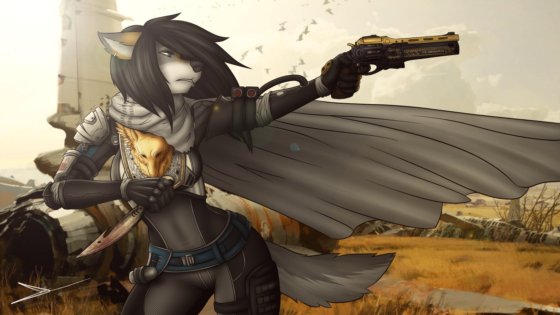 hunters, furry, Anthro, Destiny (video game), 1080P, fantasy armor, fantasy weapon, HD Wallpaper