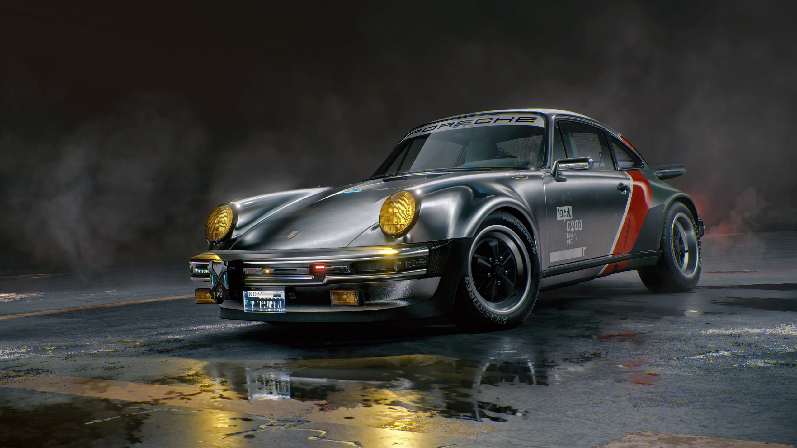 Jakub Przybolewski, car, Porsche 911, Johnny Silverhand, Porsche, video game art, futuristic, 2K, Cyberpunk 2077, cyberpunk, video games, HD Wallpaper
