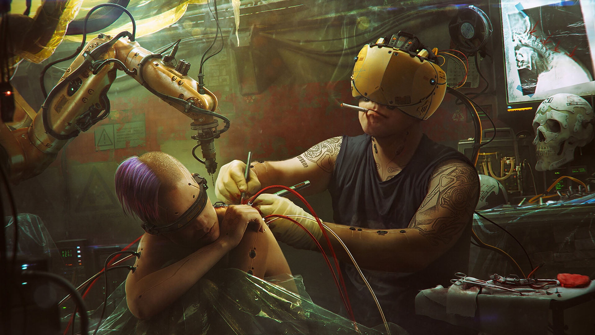 tattoo, 1080P, Upgrade, steampunk, Vladimir Manyukhin, HD Wallpaper