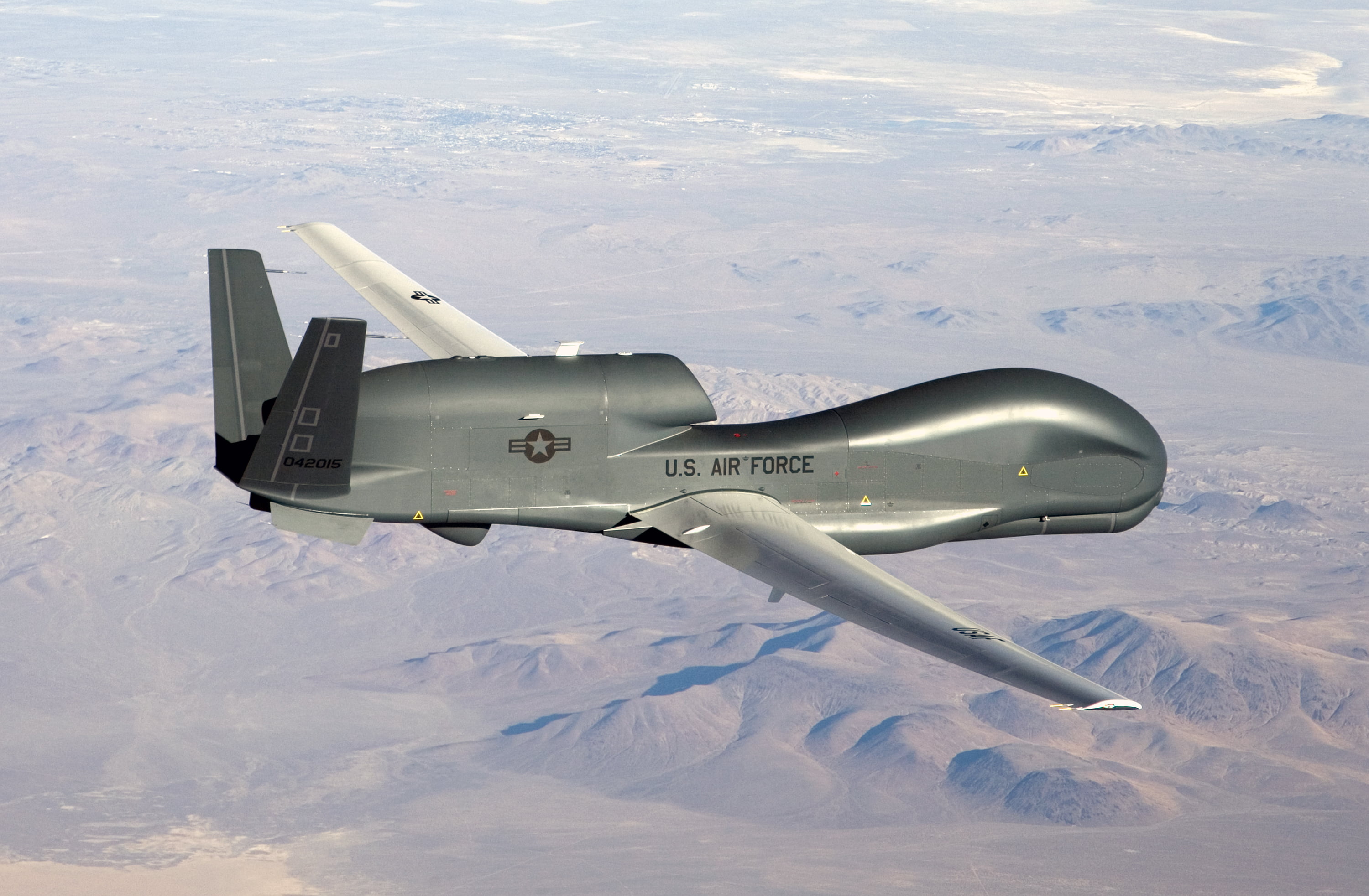 transportation, RQ-4 Global Hawk, above, aerial view, nature, flying, fighter plane, day, snow, strategic, explosive, military, razvedchik, plane, air force, HD Wallpaper