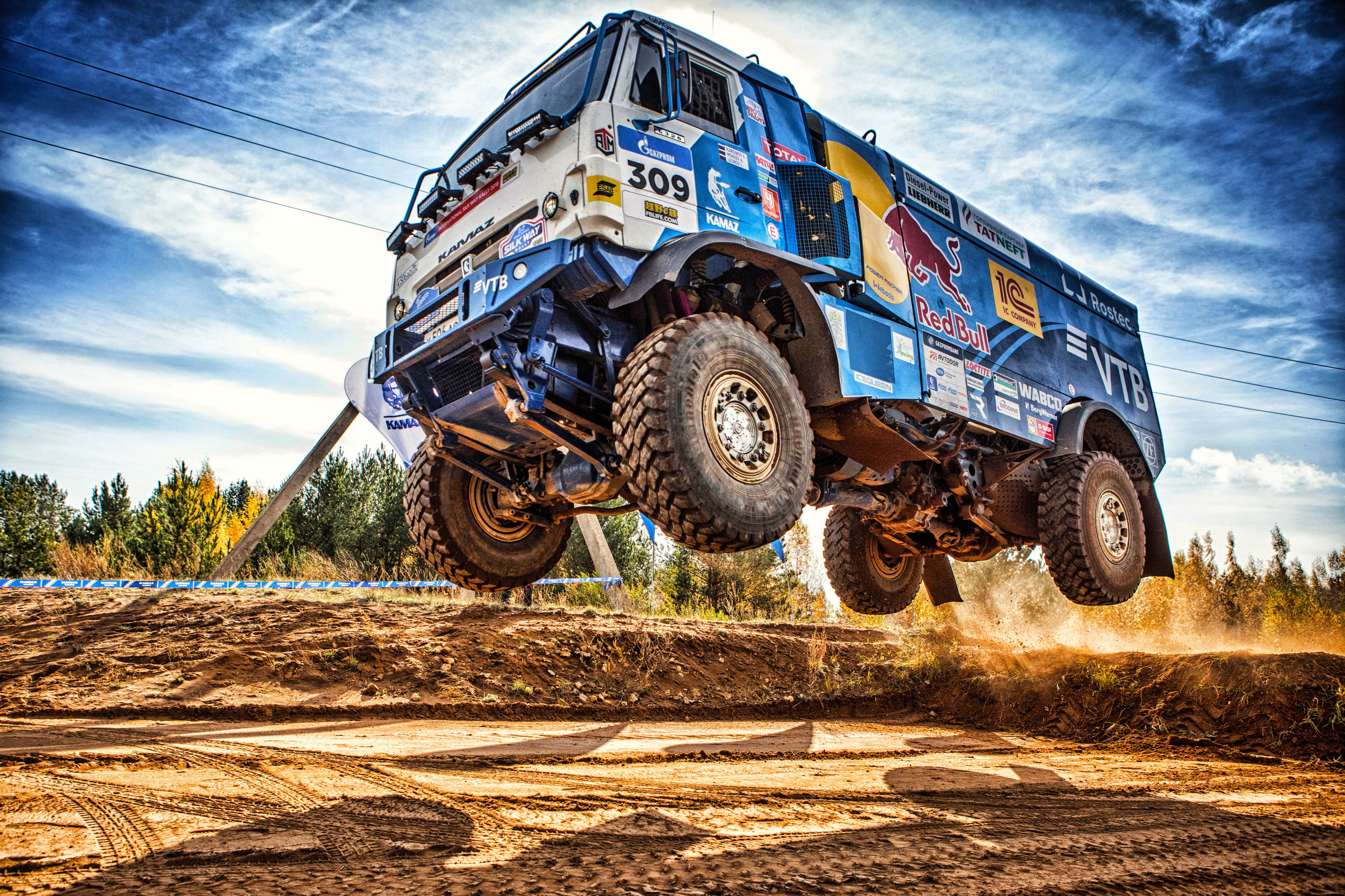 Truck, Sports team "KAMAZ-master", Silk road, RedBull, Russia, " KAMAZ-master", 4K, KAMAZ, Rally, Race, Sport, Machine, The roads, Silk Way, Dakar, 309, HD Wallpaper
