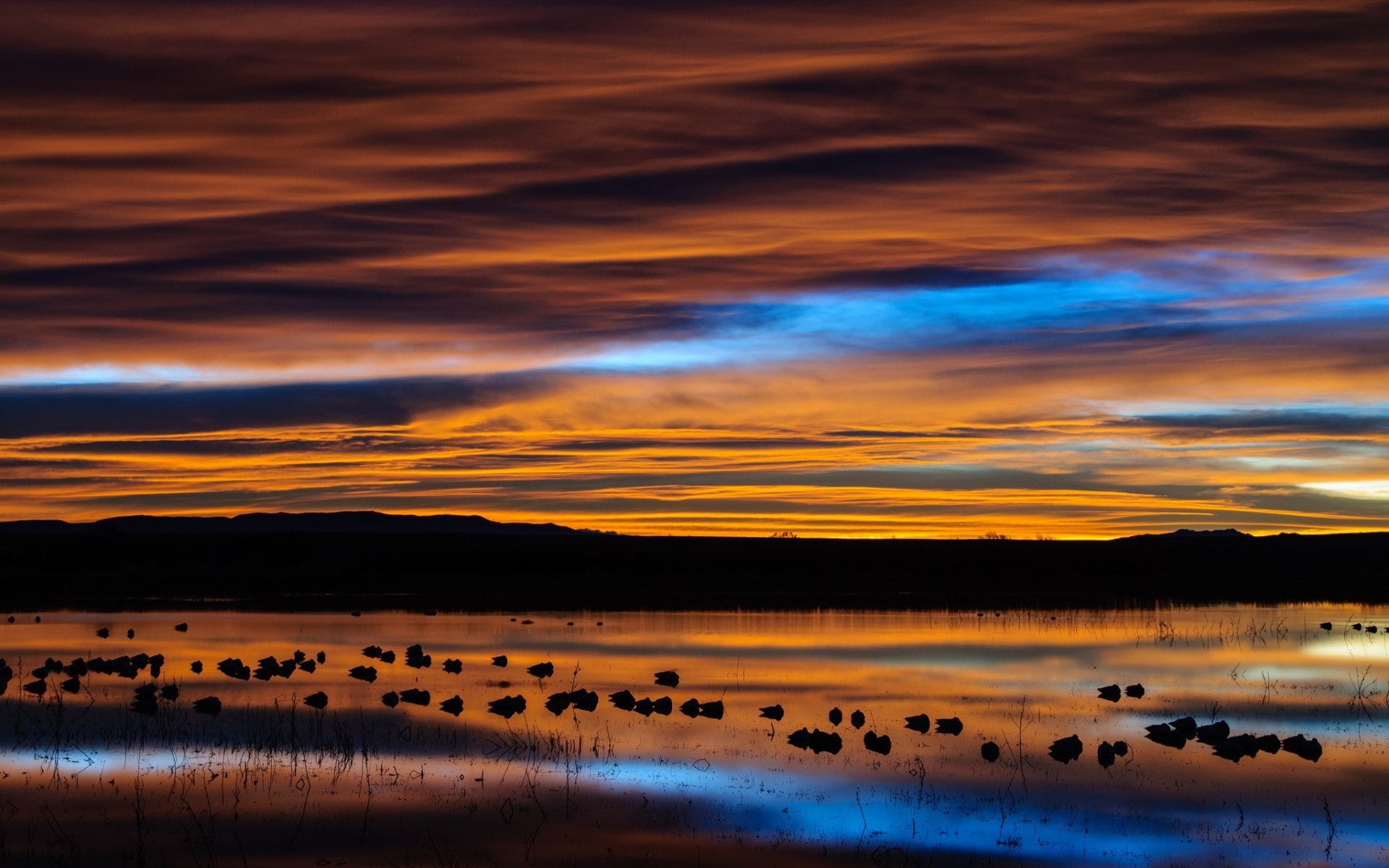 new mexico, sunset, reflection, landscape, new, sky, mexico, 1080P, cloudy, HD Wallpaper