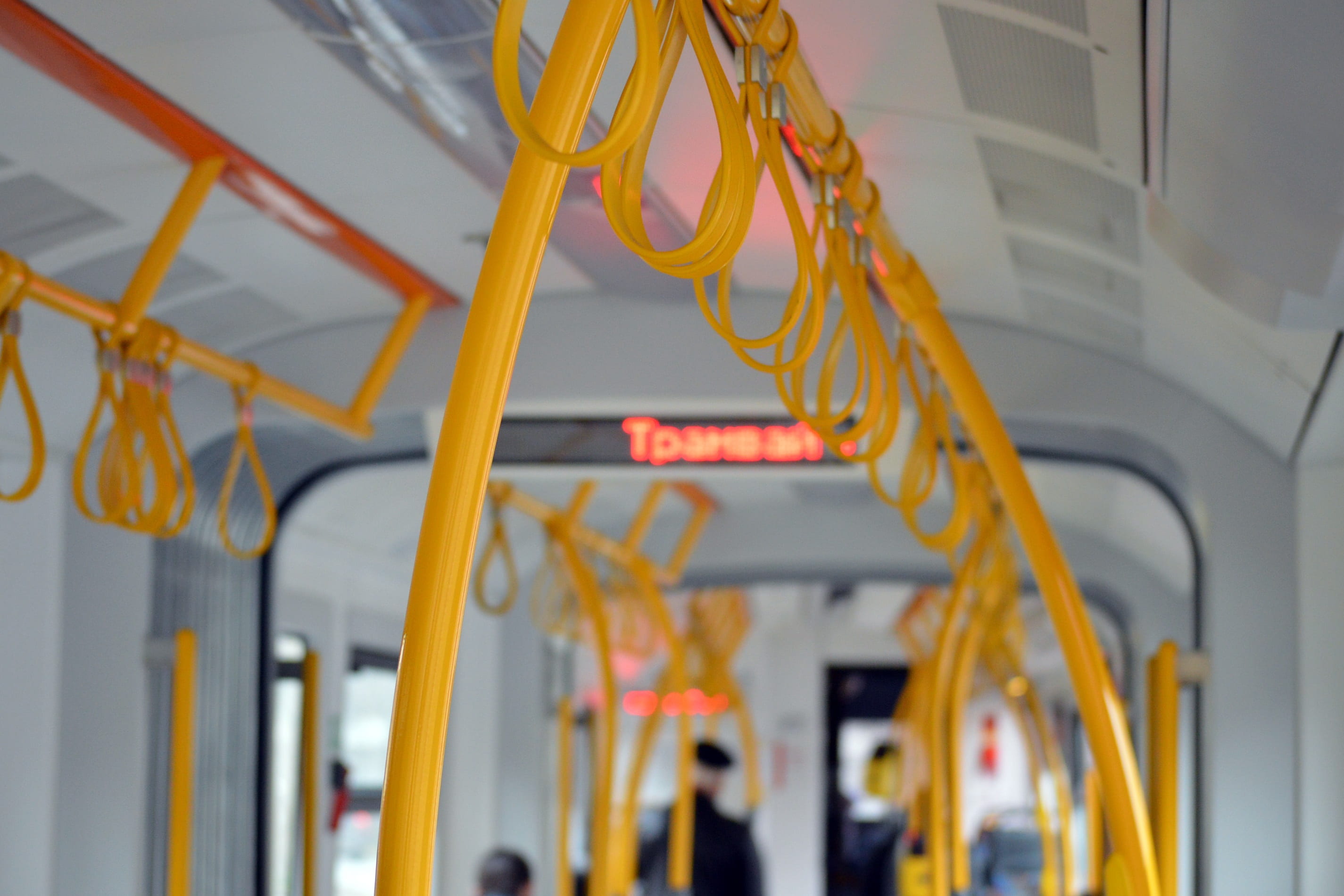 multi colored, electricity, photo, cable, bus, vehicle interior, russian federation, indoors, urban, transportation, modern, new, yellow, public, rail, HD Wallpaper