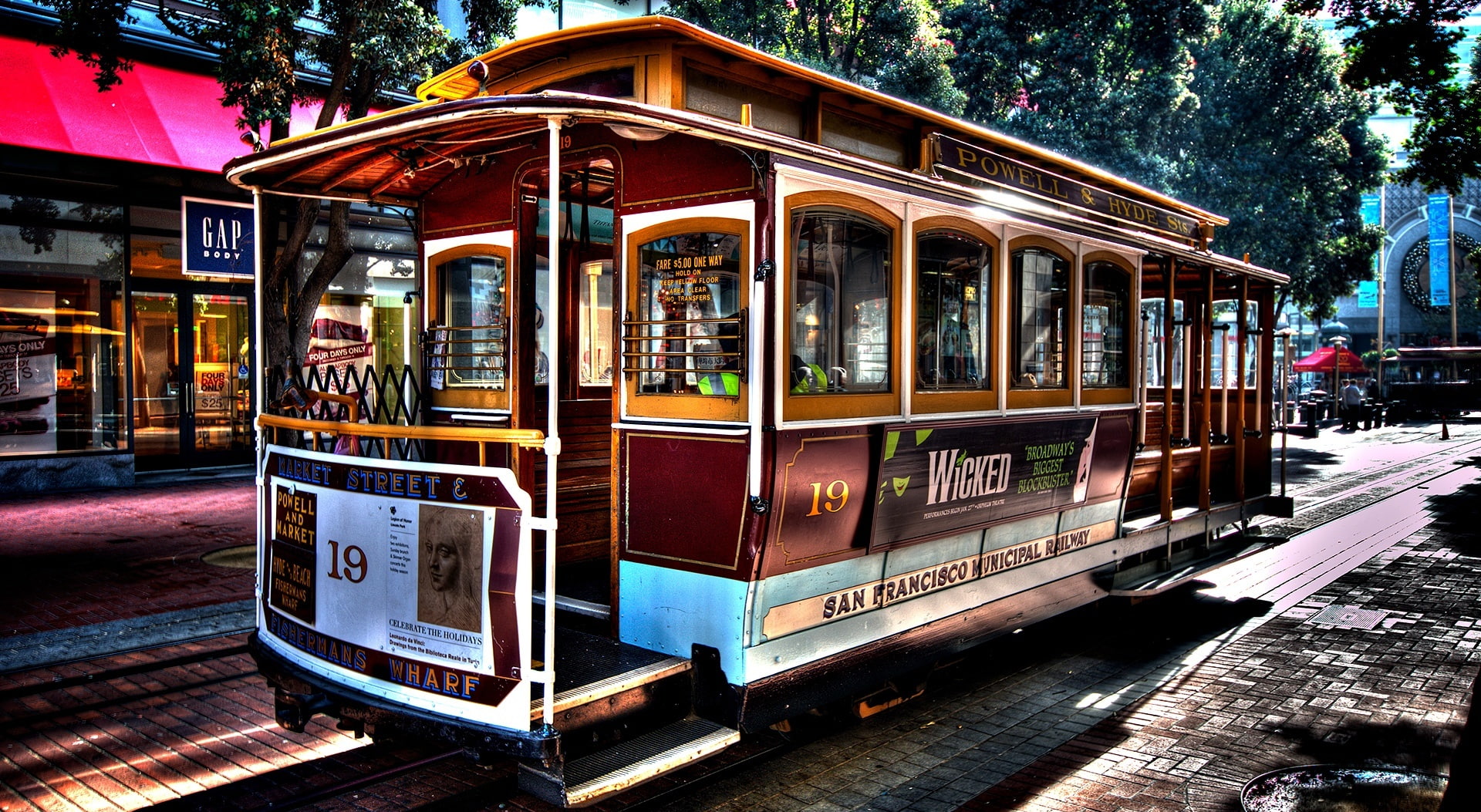 Creative, incidental people, tree, mode of transportation, cable car, san, tramcar, rail transportation, travel, public transportation, outdoors, brown, HD Wallpaper