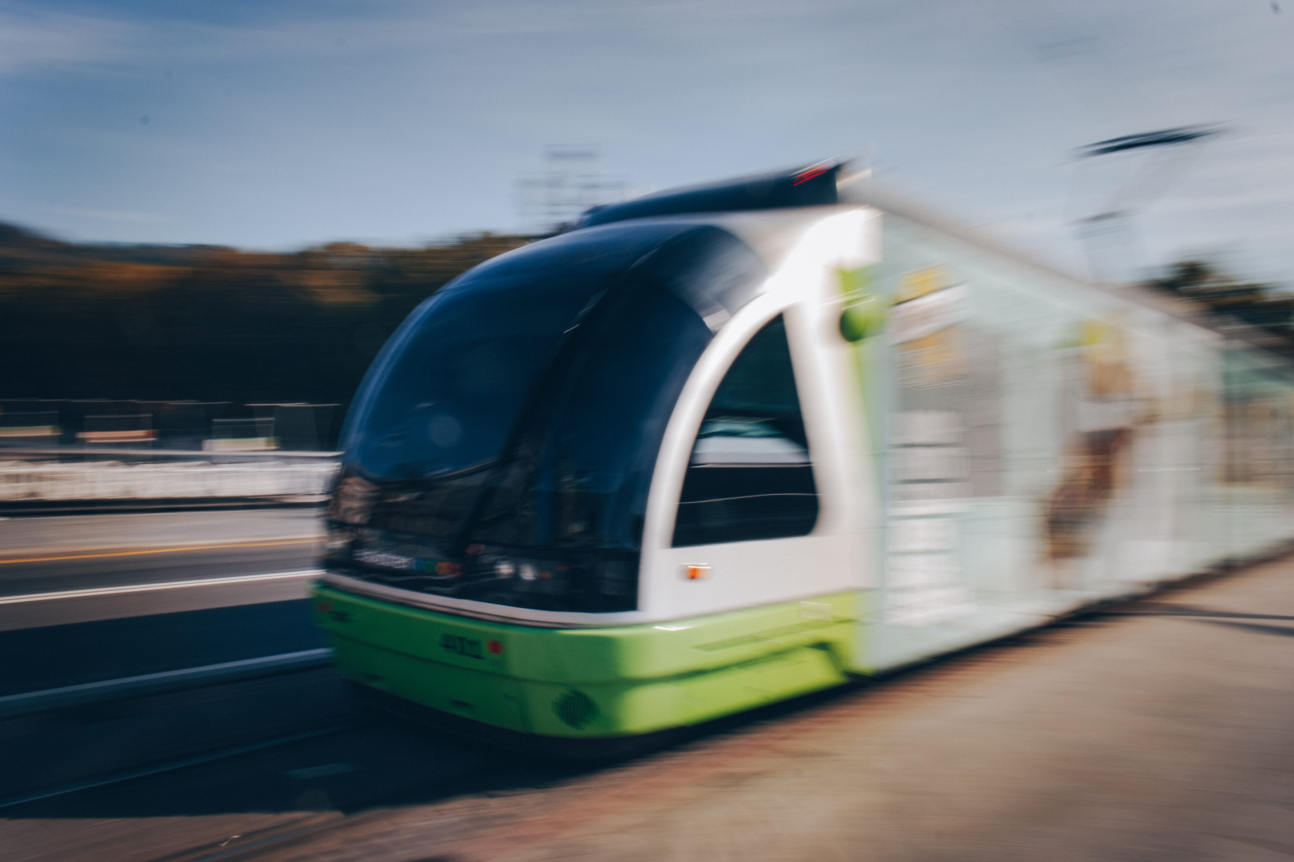 tram, motion, europe, euskadi, architecture, spain, reflection, street photography, train - vehicle, colorful, no people, 4K, north, day, city, land vehicle, HD Wallpaper