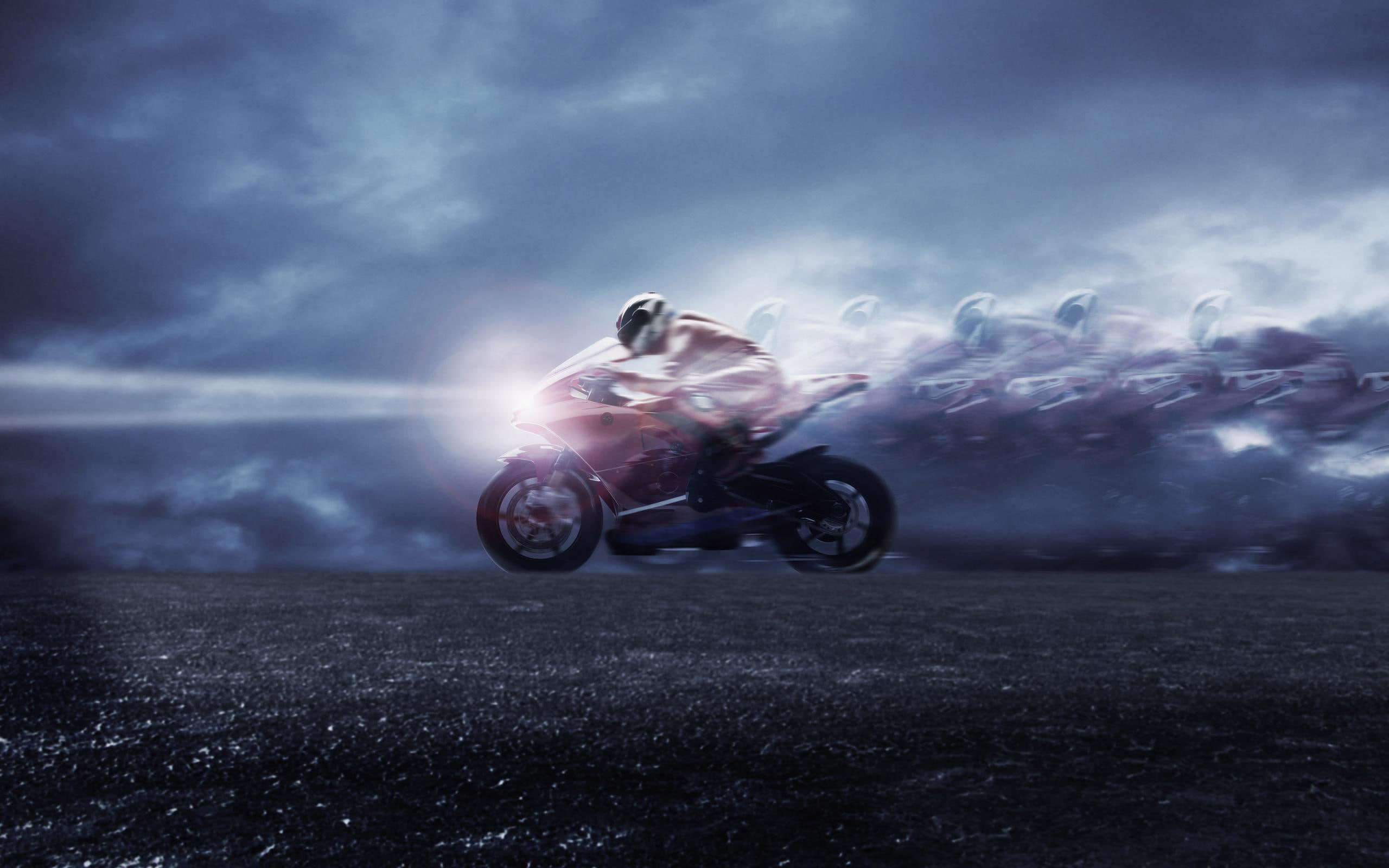 illustration, bikes and motorcycles, 2K, motorcycle, speed, motor, racing, HD Wallpaper