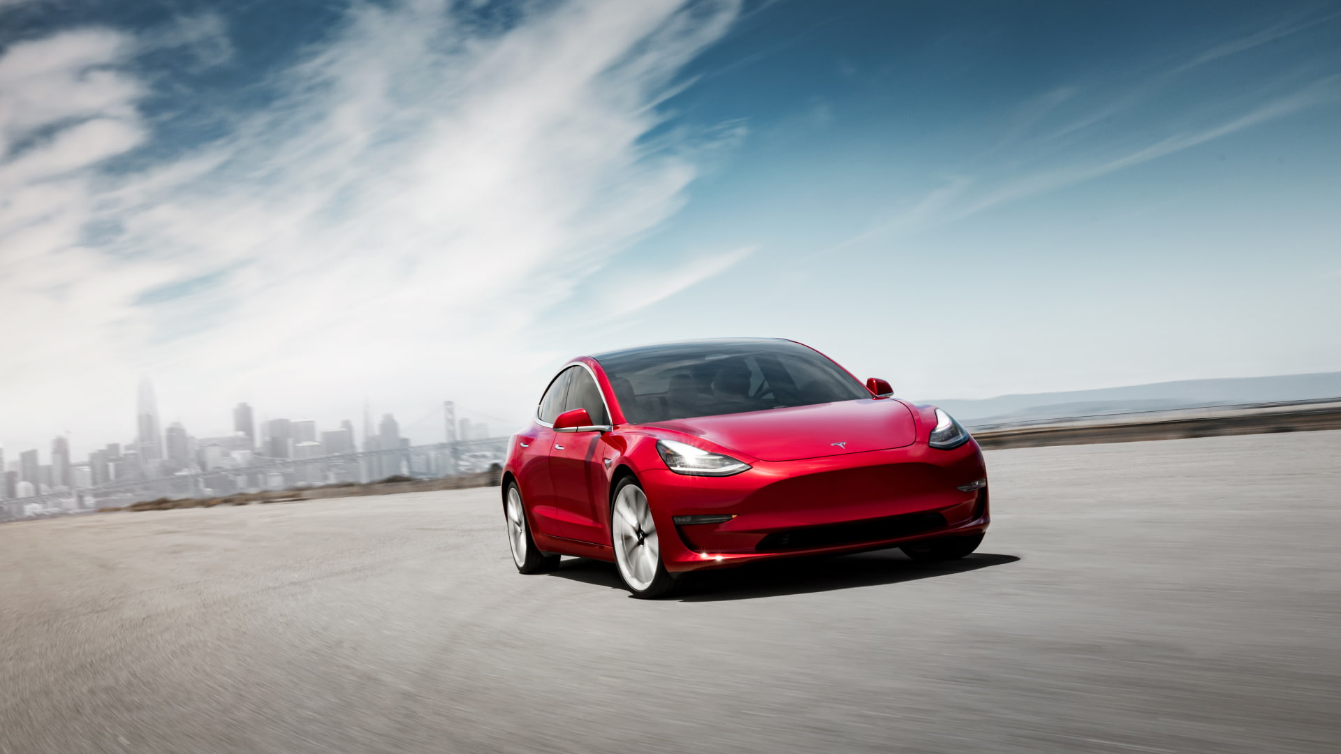 Red Car, Tesla Motors, Car, Luxury Car, Tesla Model 3, 1080P, HD Wallpaper