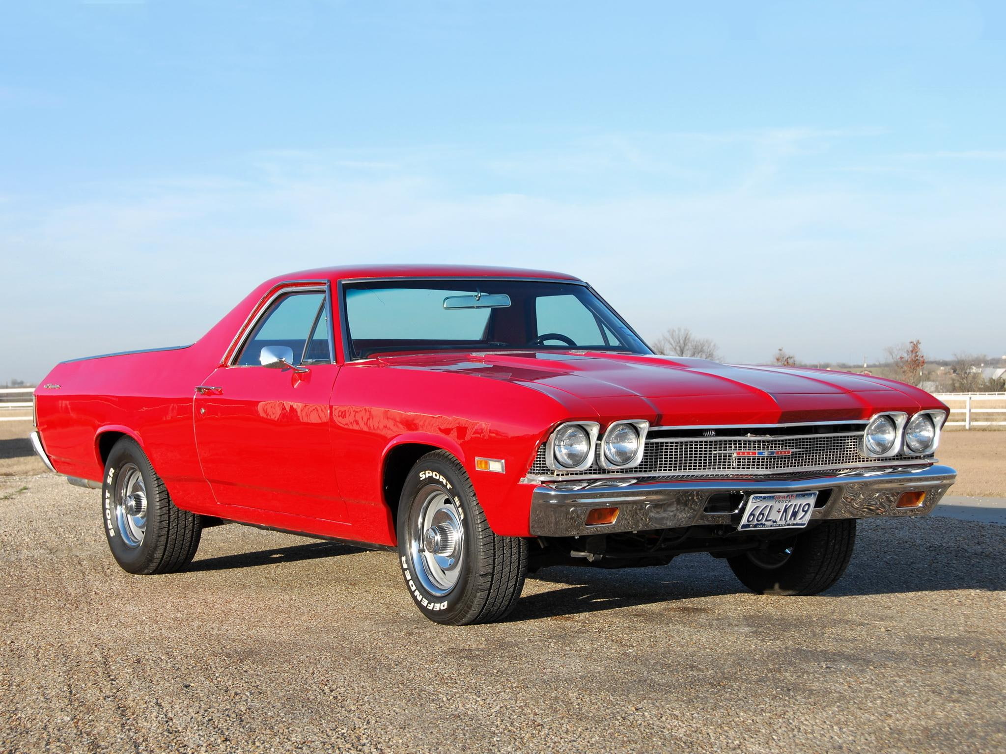1968, vintage, classic, el, antique, 1080P, camino, truck, chevy, chevrolet, cars, HD Wallpaper